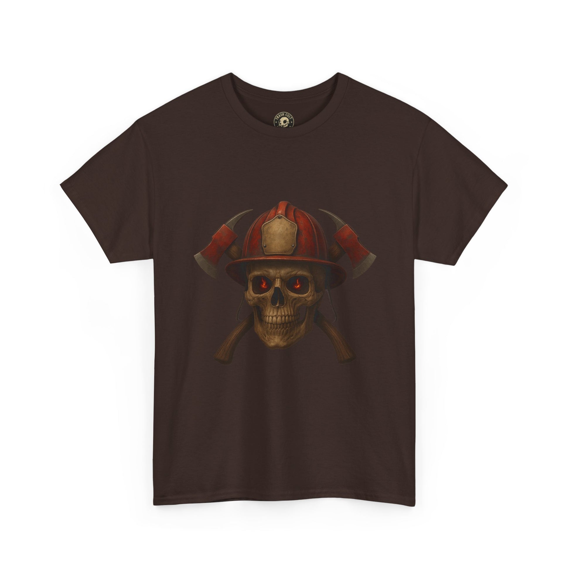 Skull Firefighter Tee, Unisex Heavy Cotton Shirt, Firefighter Gift, Halloween Costume T-Shirt, Unique Graphic Tee, Casual Wear