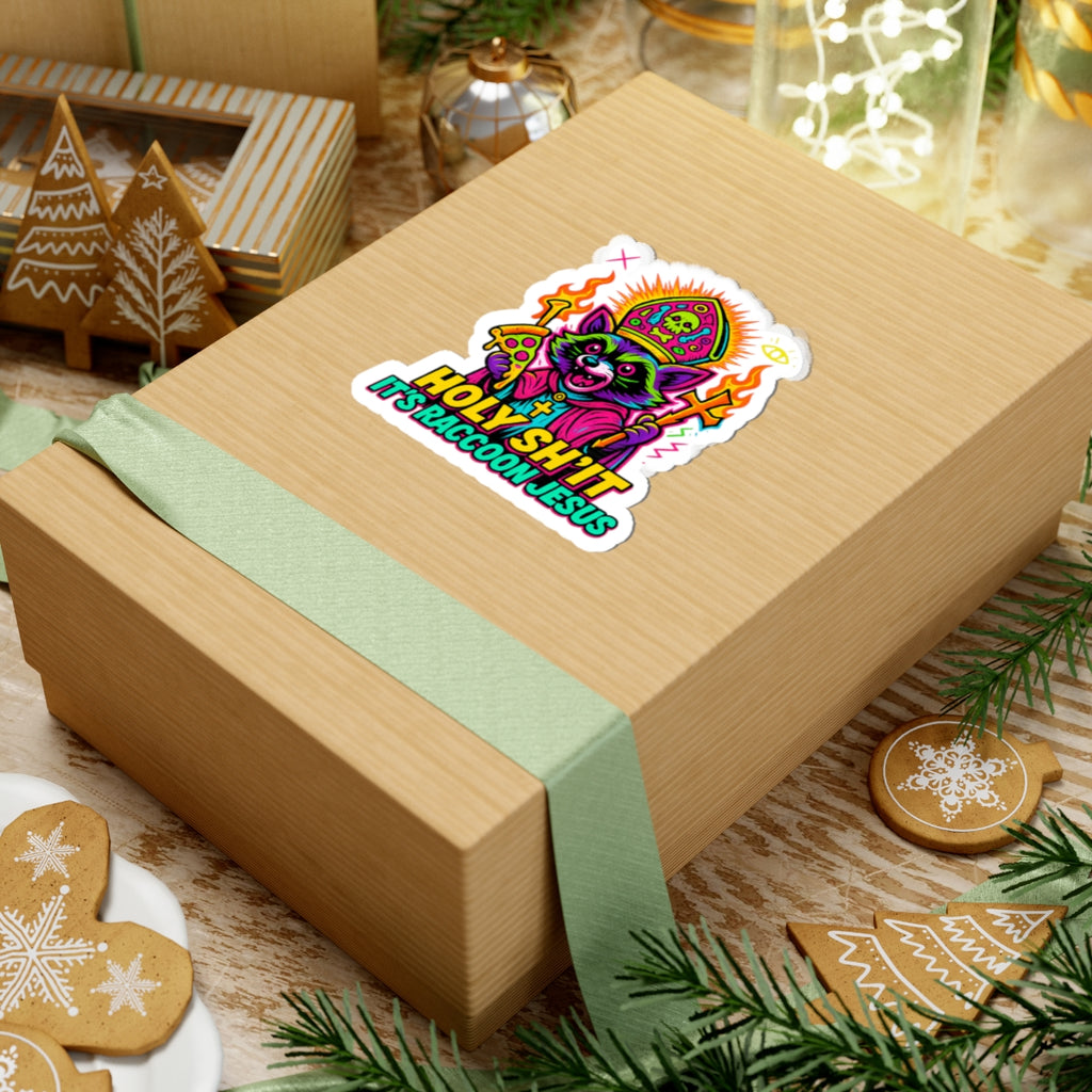 Holy Sh*t, It’s Raccoon Jesus – Limited Edition Kiss Cut Sticker | Illuminasty Drop