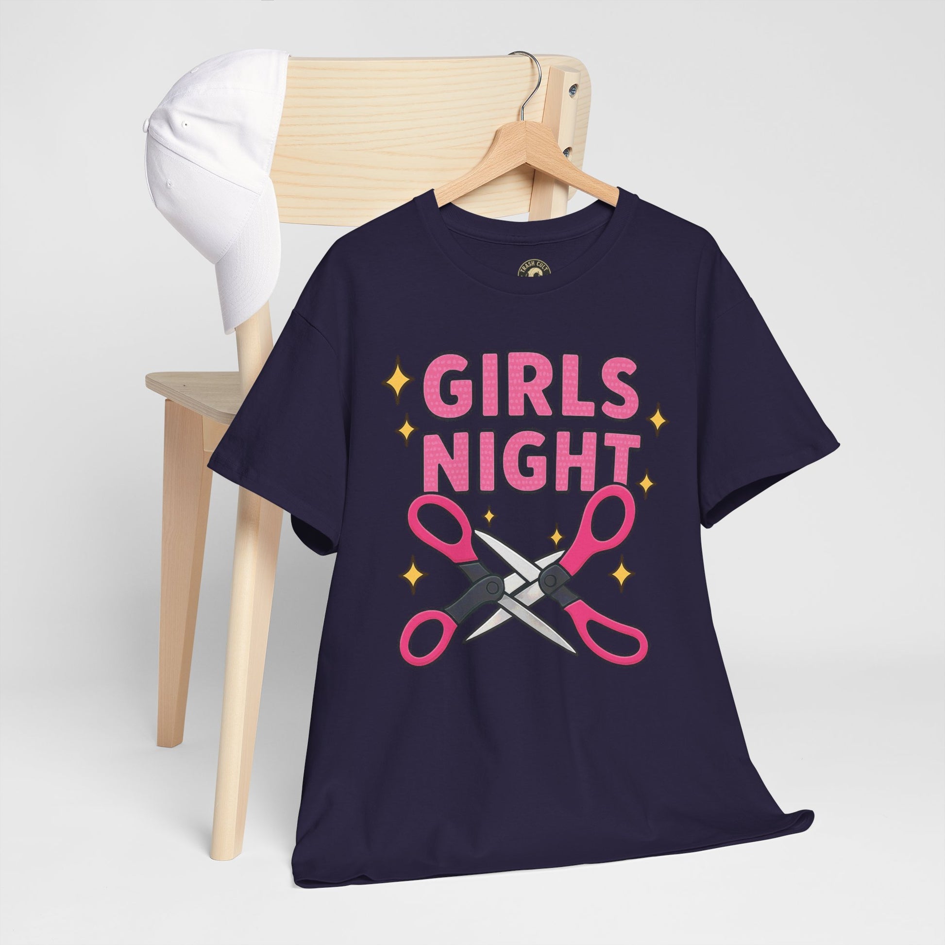 Funny Girls Night Shirt – Lesbian Humor Tee – Pink Scissors Graphic on Gildan 5000
