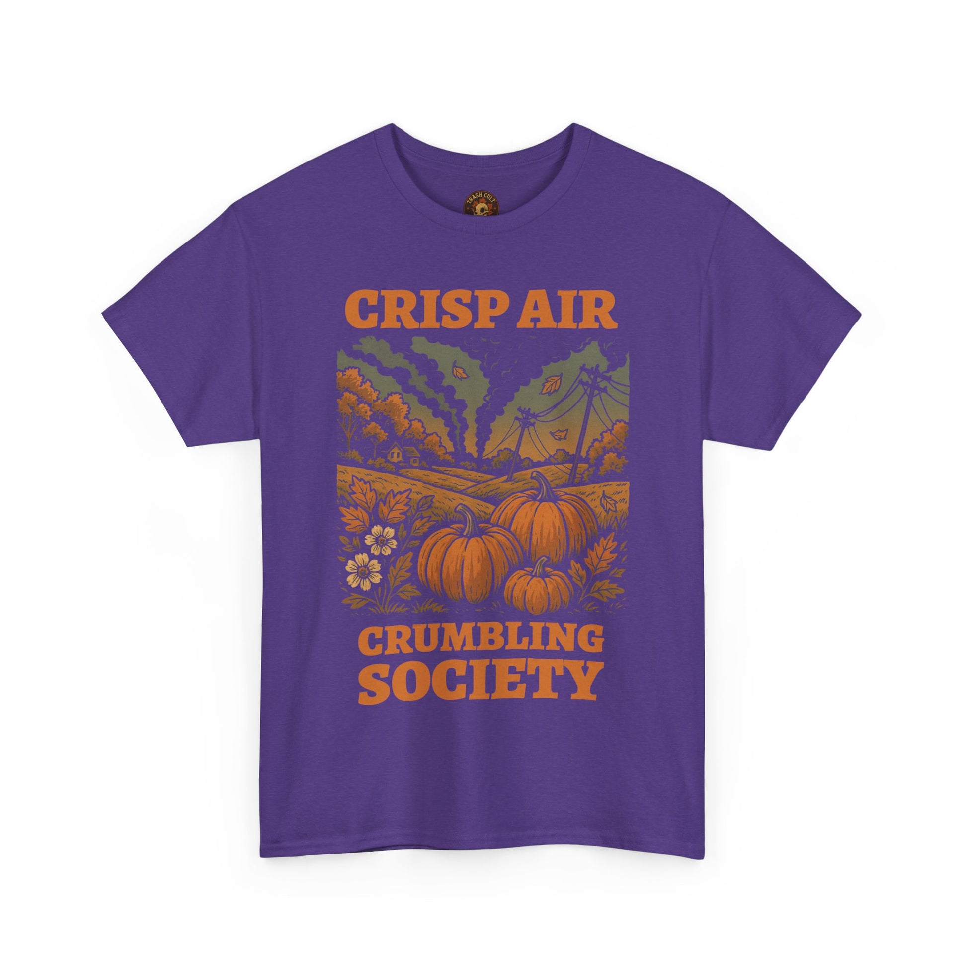 Crisp Air Crumbling Society Shirt – Dystopian Fall Pumpkin Tee – Fall of Humanity Collection – Trash Cult Supply Co.