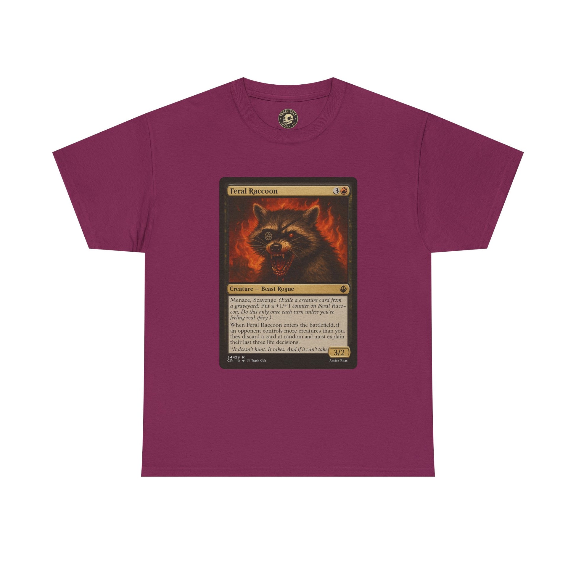 Feral Raccoon Magic Card Shirt – MTG-Inspired Beast Rogue Tee, Trash Cult Creature Card, Gildan 5000 Unisex T-Shirt