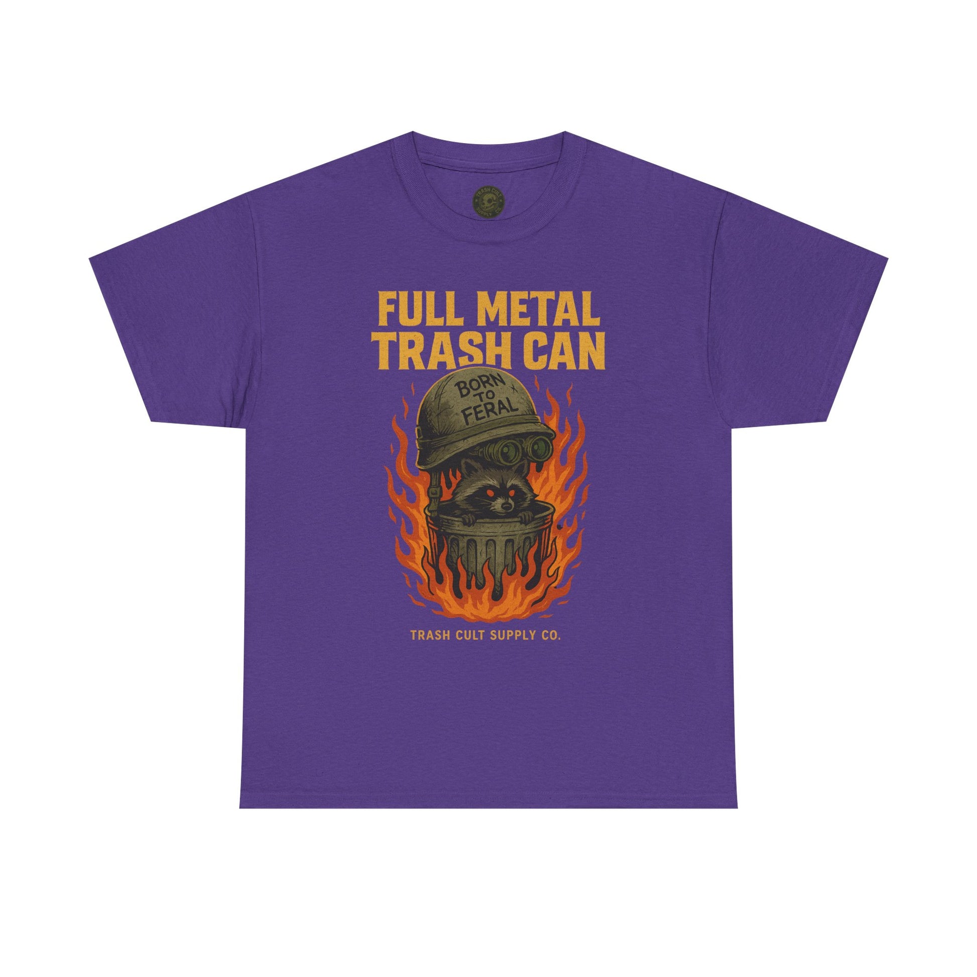 Full Metal Trash Can T-Shirt – Born to Feral Raccoon Graphic | Trash Cult Supply Co. | Gildan 5000 Tee