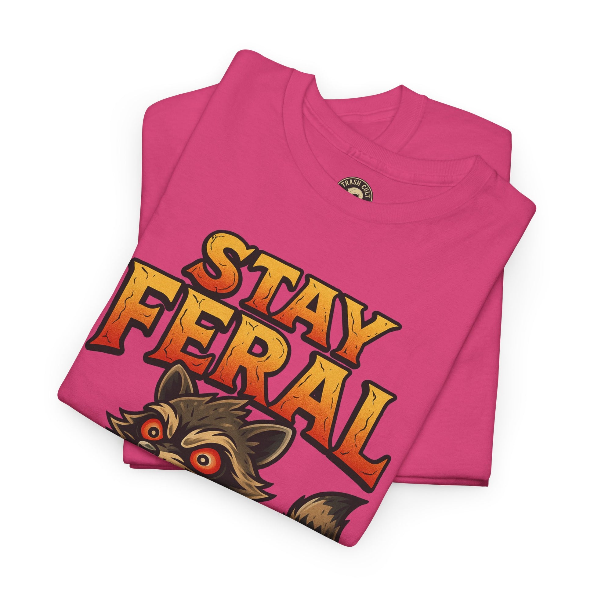 Stay Feral Roomba Raccoon T-Shirt – Bold New School Tattoo Style | Trash Cult Supply Co