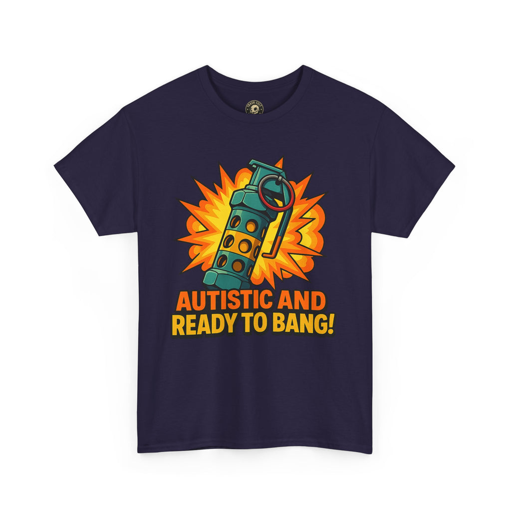 Autistic and Ready to Bang! Unisex Heavy Cotton Tee | Fun Graphic Tee, Autistic Pride, Gift for Autism Awareness, Casual Wear