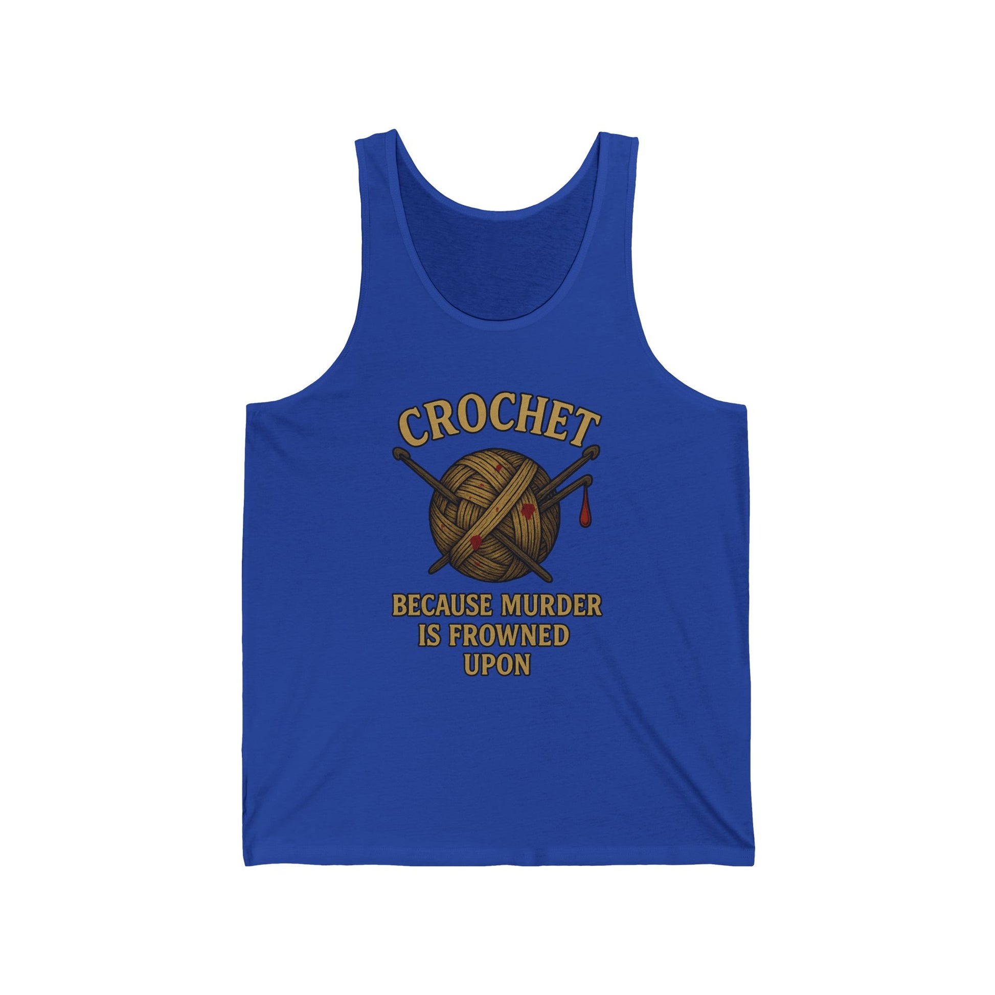 Crochet Humor Unisex Jersey Tank - Perfect Gift for Crafters, Summer Wear, DIY Lovers, Funny Crochet Lovers, Crafter's Apparel
