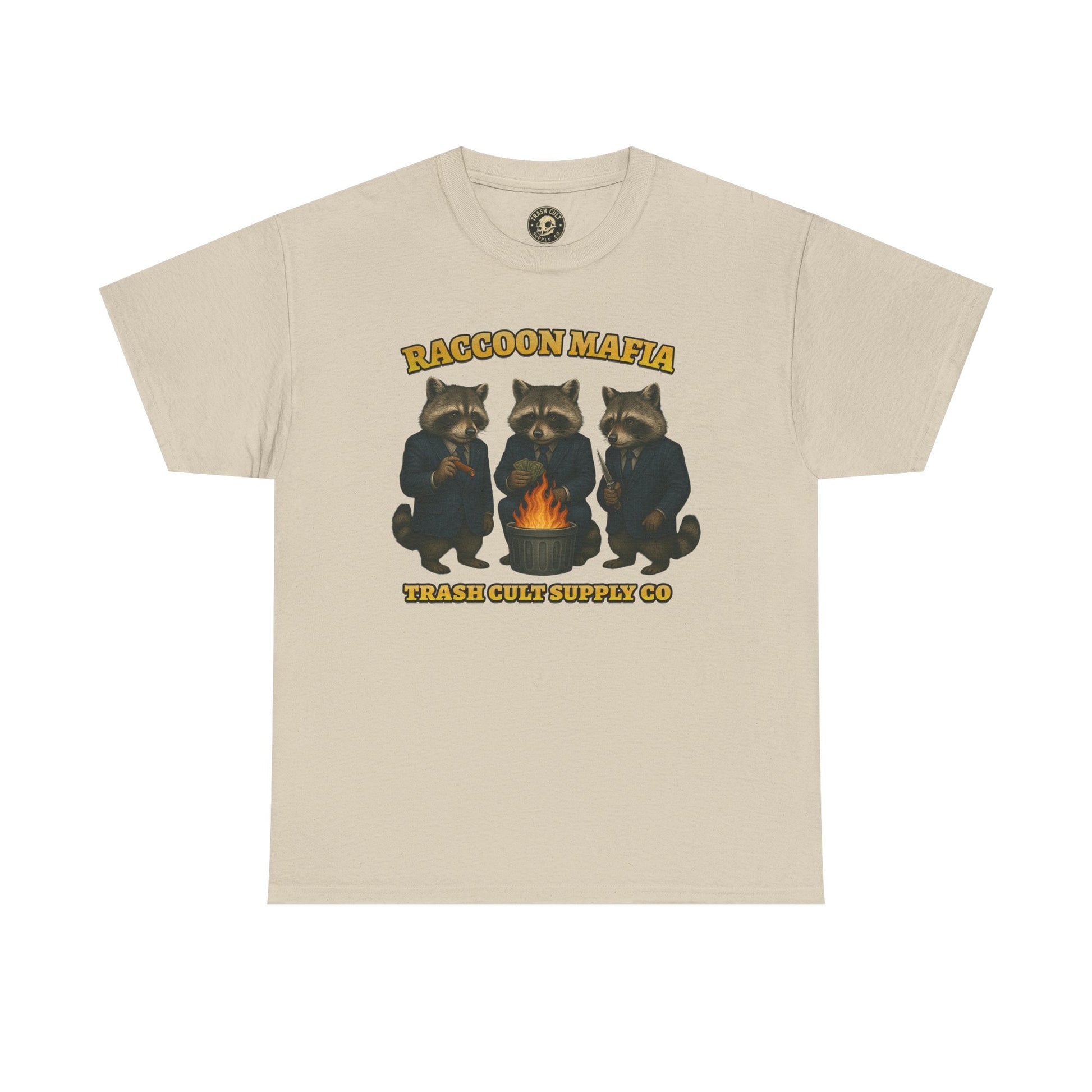 Raccoon Mafia T-Shirt – Realistic Gangster Raccoons in Suits | Trash Cult Supply Co | Gildan 5000