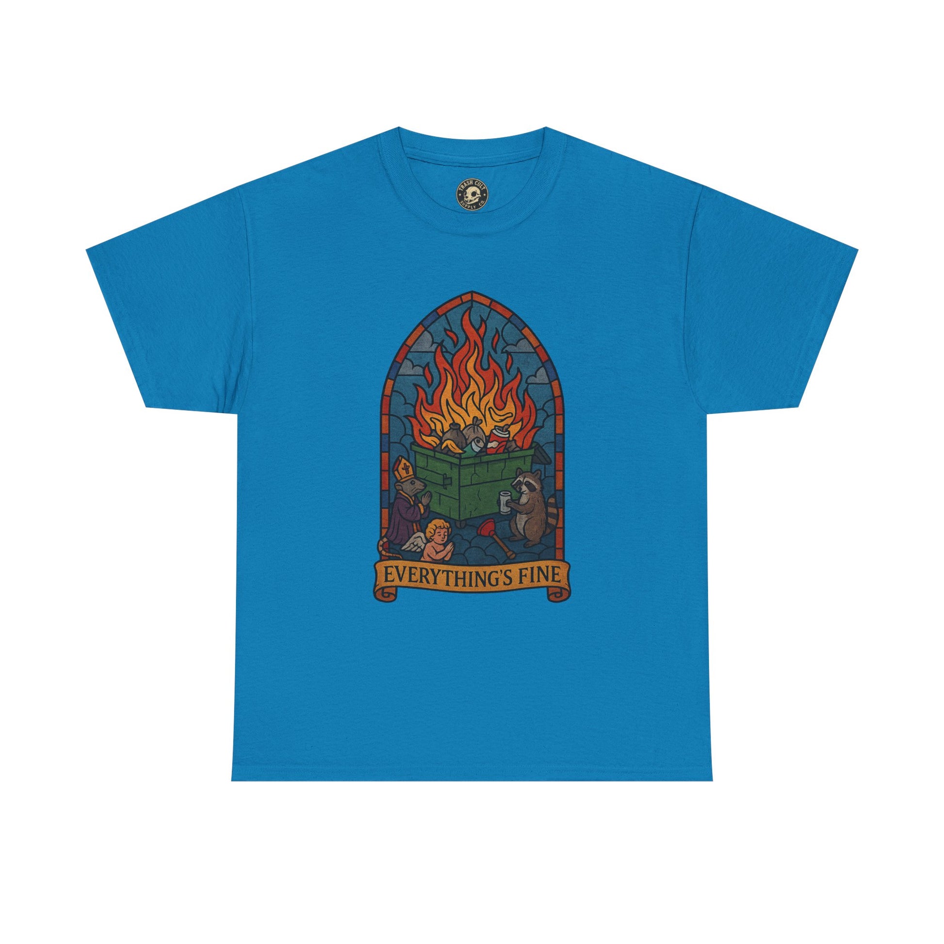 "Everything's Fine" Unisex Heavy Cotton Tee - Casual Wear, Gift for Friends, Home Decor, Everyday Style, Relaxed Fit
