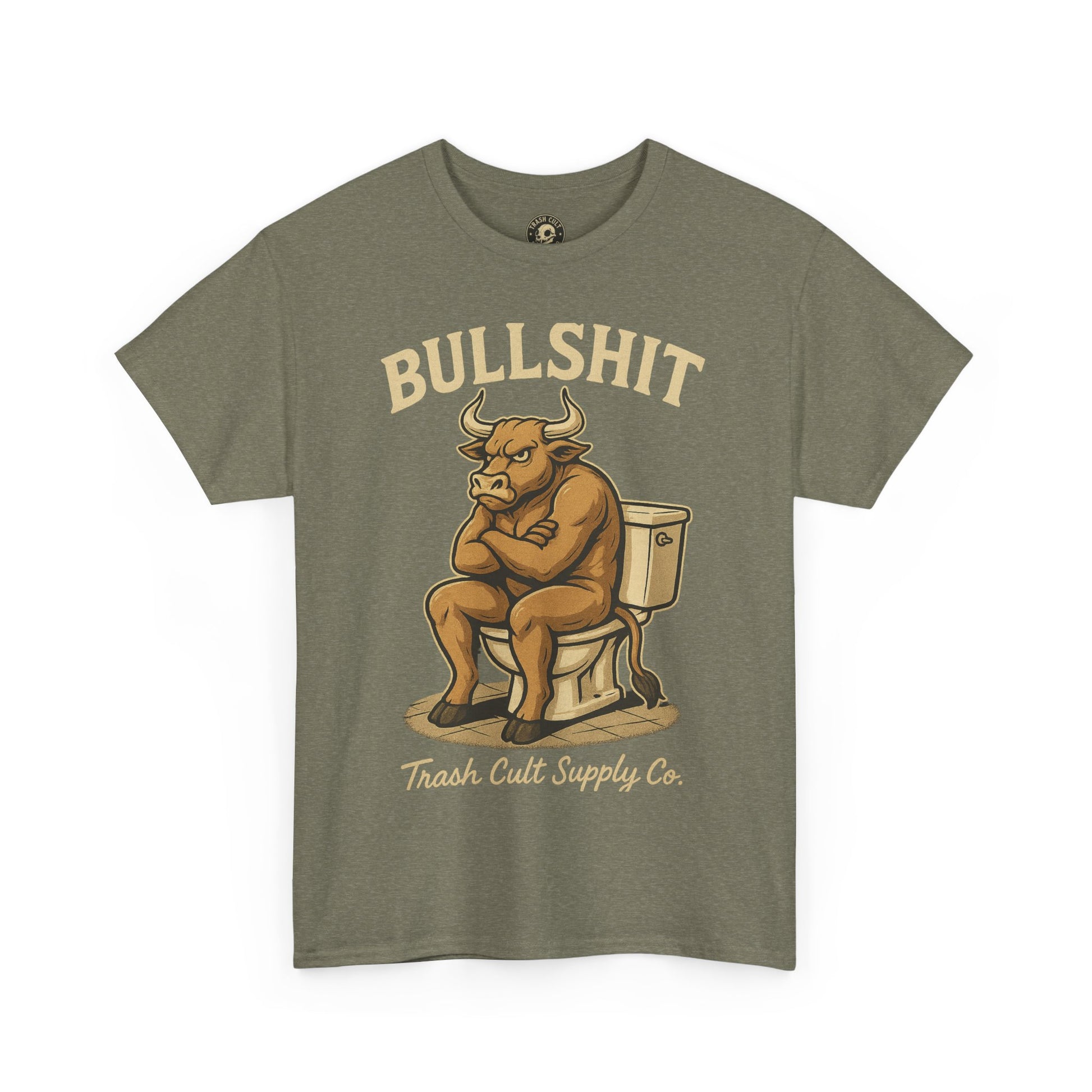 “BULLSHIT” Angry Bull Toilet Tee – Trash Cult Supply Co. | Gildan 5000 T-Shirt