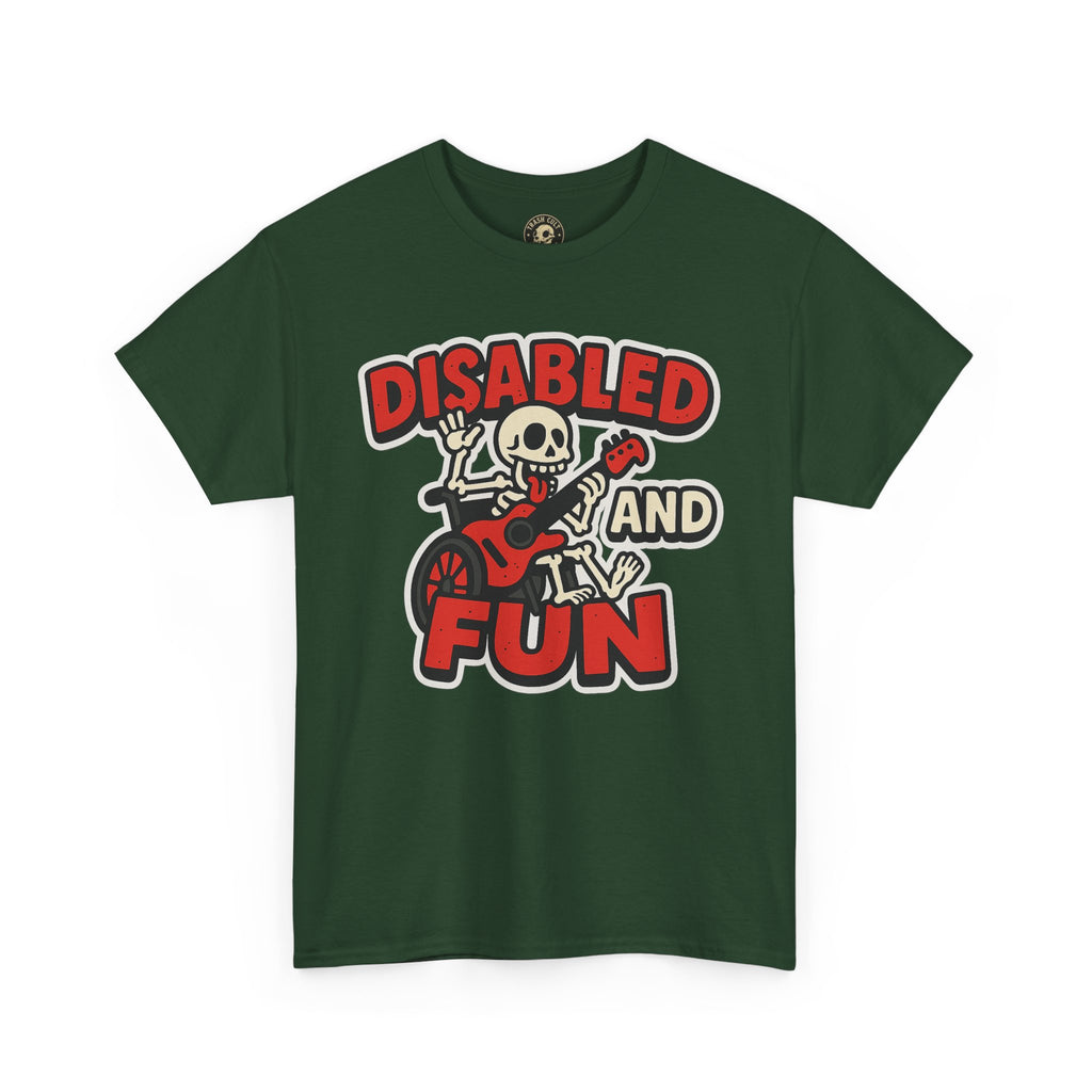 Disabled and Fun Unisex Heavy Cotton Tee, Casual Shirt, Gift for Friends, Music Lovers Gift, Fun T-Shirt, Halloween Wear, Everyday Comfort