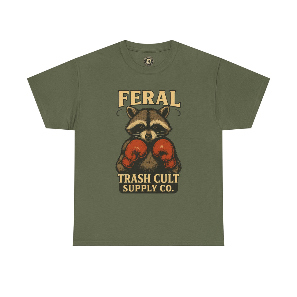 Feral Raccoon Tee - Unisex Heavy Cotton Tee, Cute Animal Shirt, Trendy Graphic Tee, Fun Gift for Animal Lovers, Casual Everyday Wear