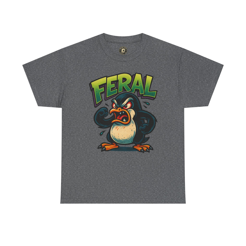 Feral Penguin T-Shirt – Funny Unisex Cotton Tee | Bold Animal Graphic Shirt, Quirky Gift Idea