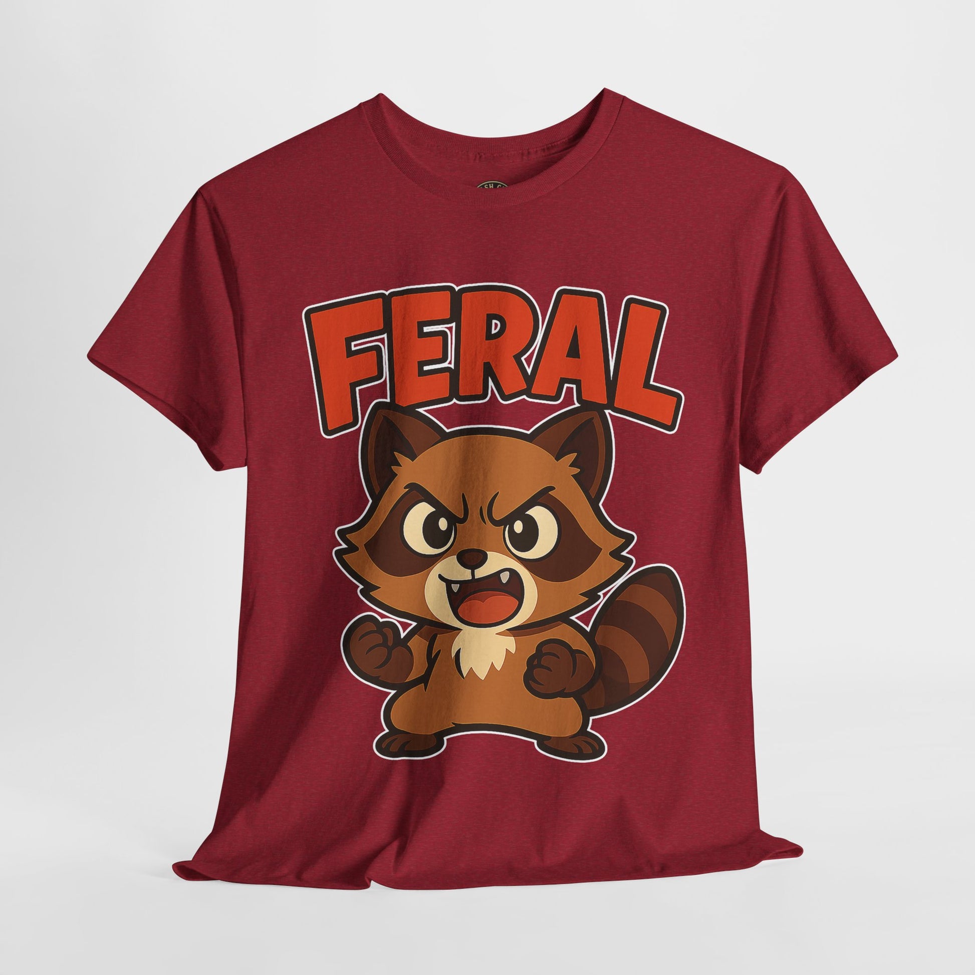 Feral Cartoon Tee - Unisex Heavy Cotton Shirt, Cute Graphic, Animal Lovers Gift, Casual Wear, Fun T-Shirt for Kids & Adults