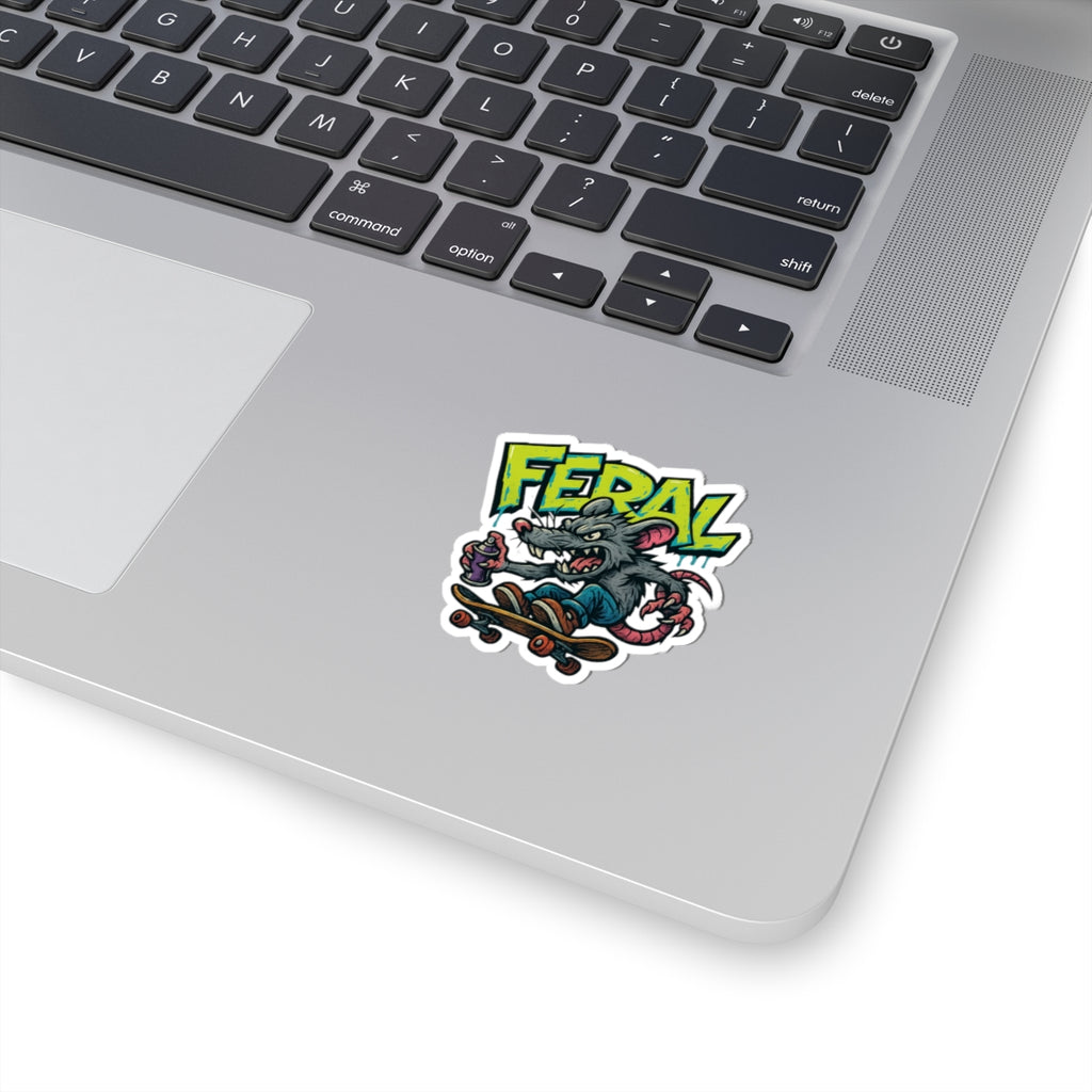 Feral Skate Rat Stickers | Cool Kiss-Cut Decals for Laptops, Water Bottles, Skateboards, Party Favors, Graffiti Lovers