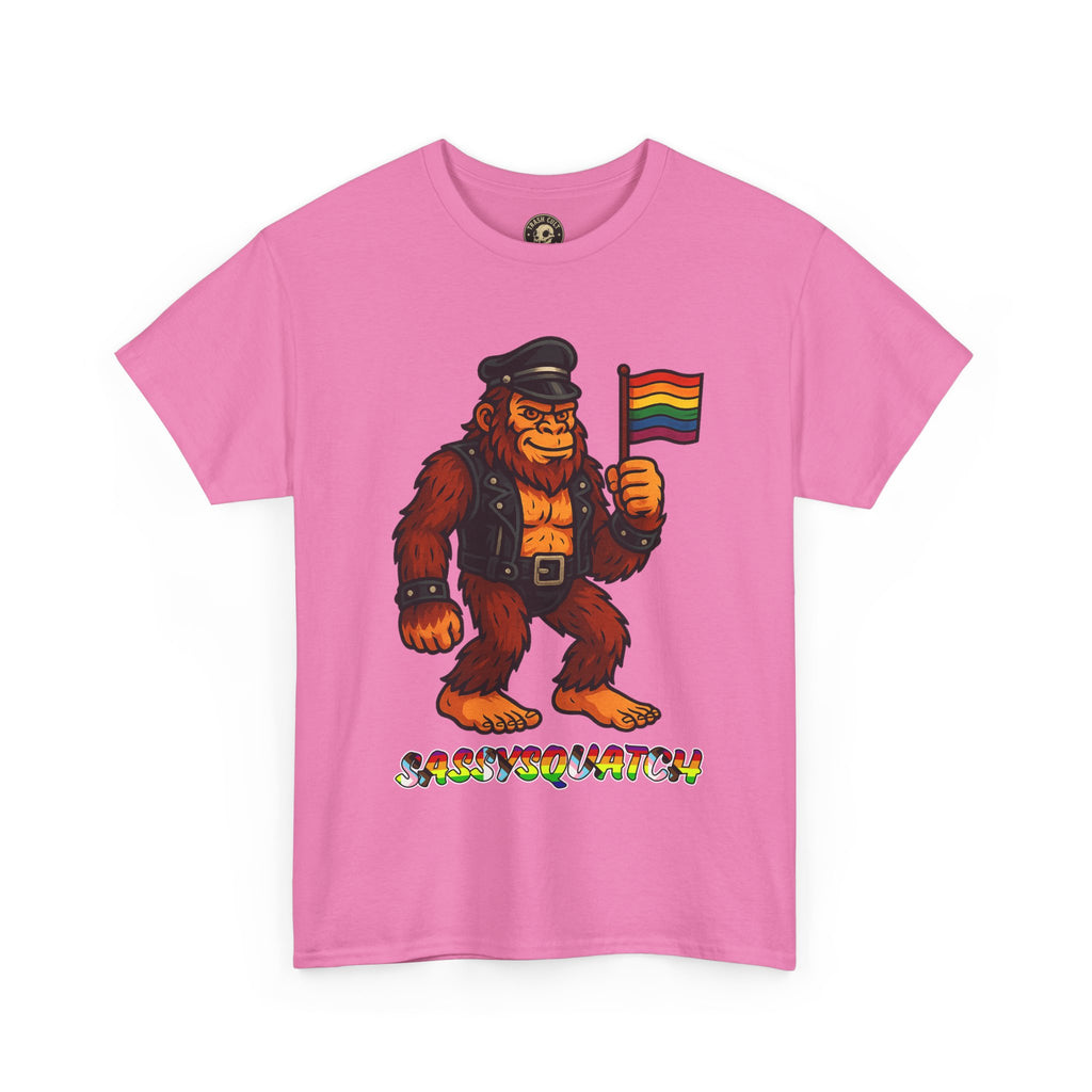 Sassysquatch Graphic Tee – Funny Bigfoot Pride Shirt – LGBTQ Leather Bear T-Shirt – Gildan 5000 Unisex Cotton Tee