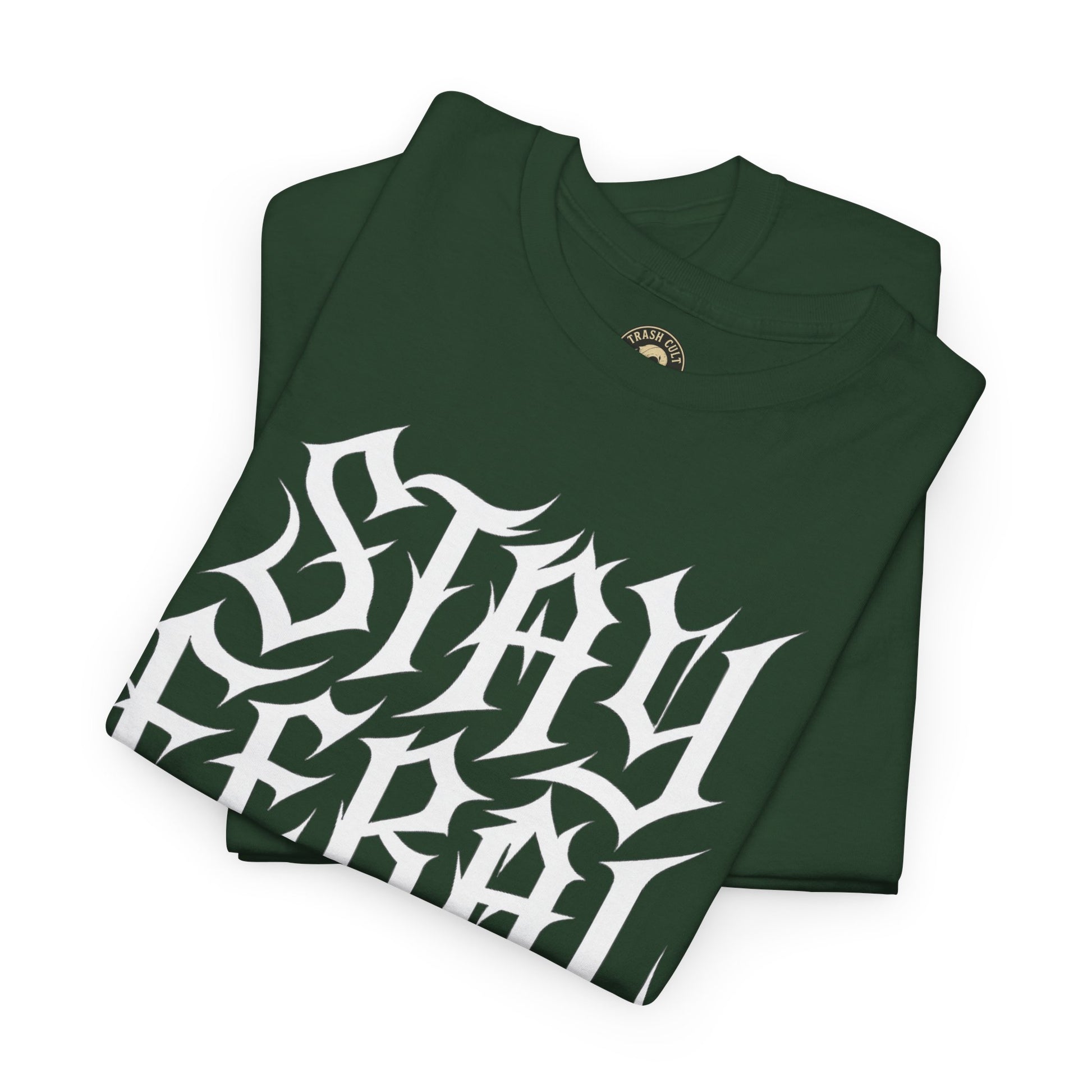 Unisex Heavy Cotton Tee - Stay Feral Graphic Tee, Streetwear Shirt, Gift for Wild Spirits, Eco-Friendly Casualwear, Summer Fashion