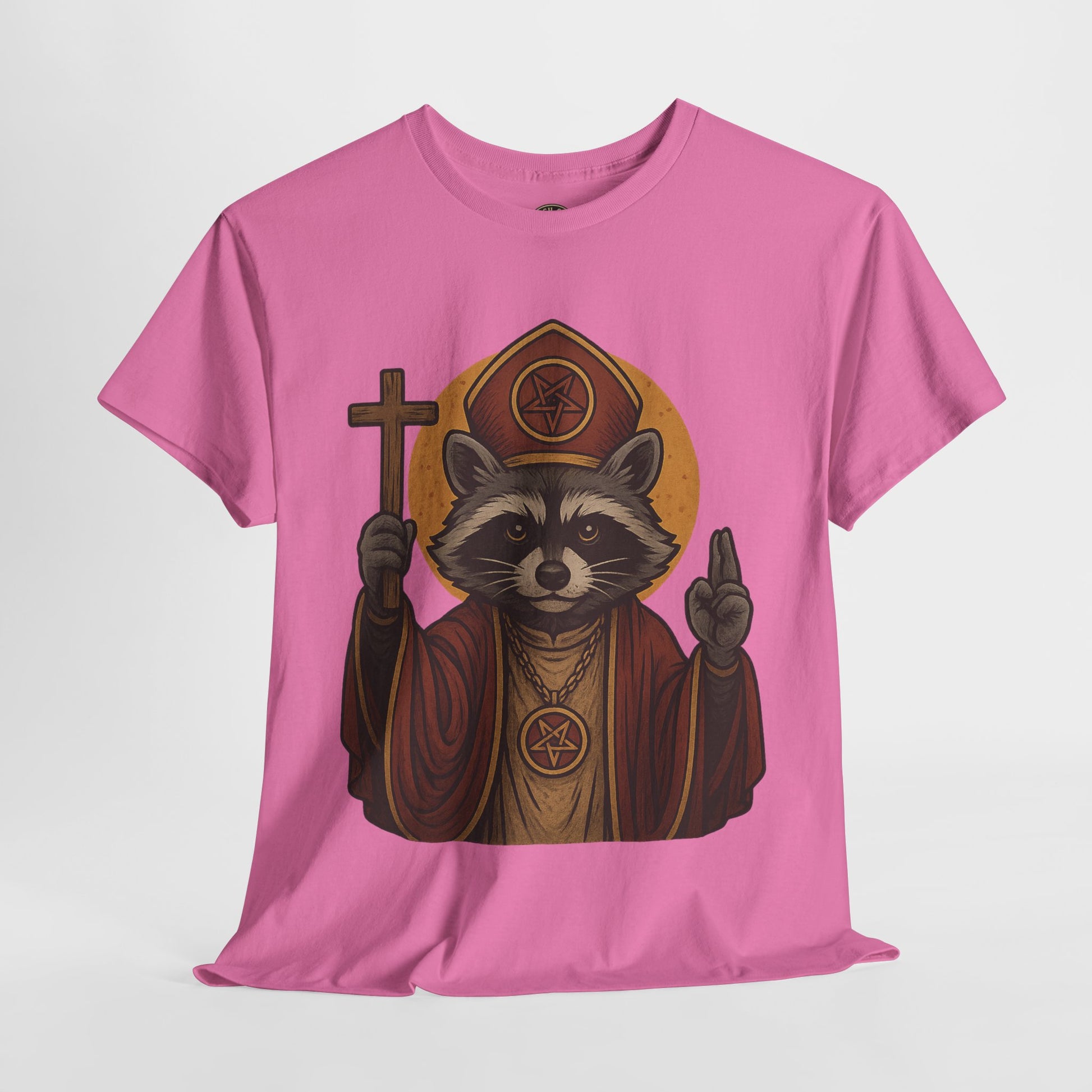 Holy Raccoon Pope Shirt – Funny Cult Priest Graphic Tee – Gildan 5000 Unisex