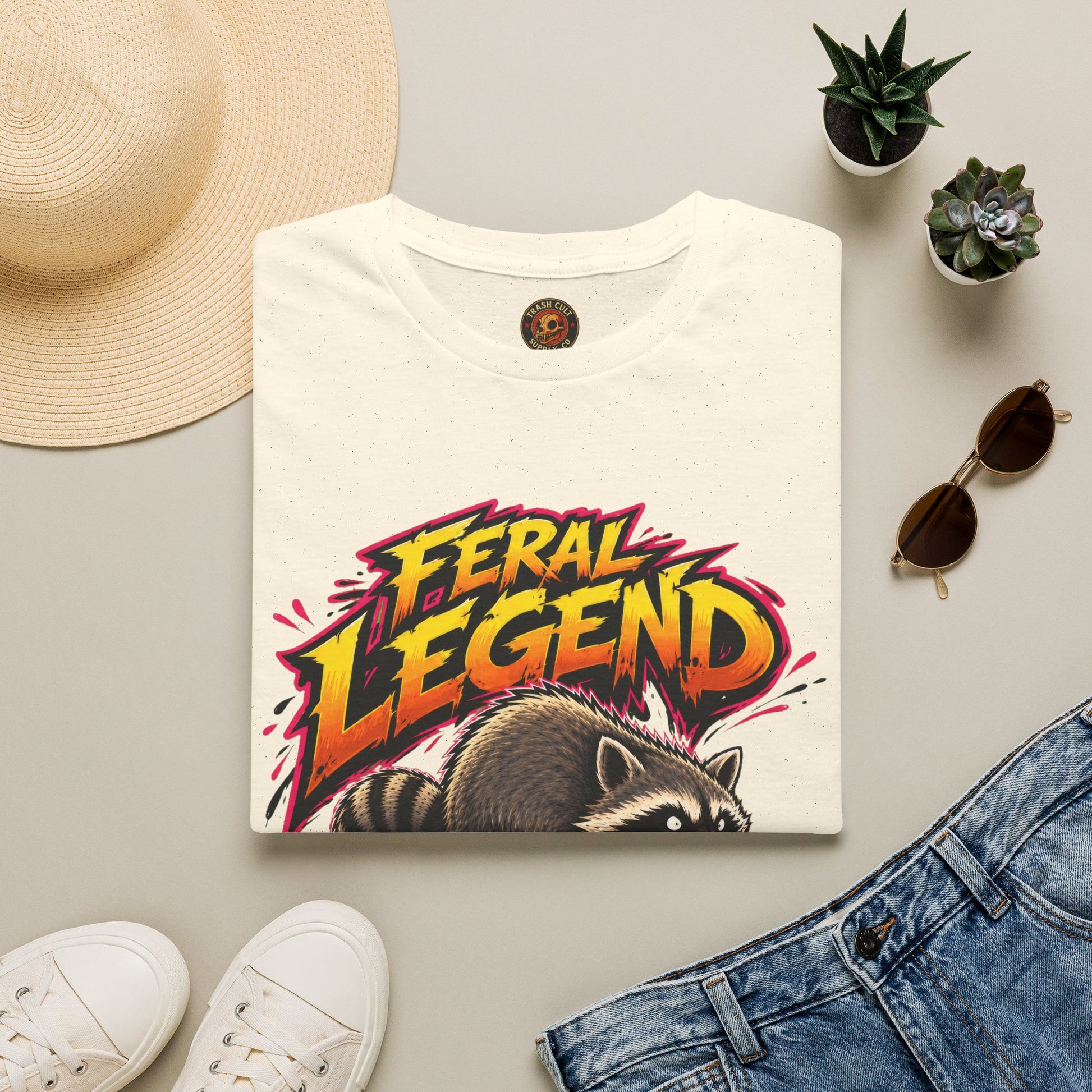 Feral Legend Raccoon Jimothy T-Shirt — Bold Graphic Tee