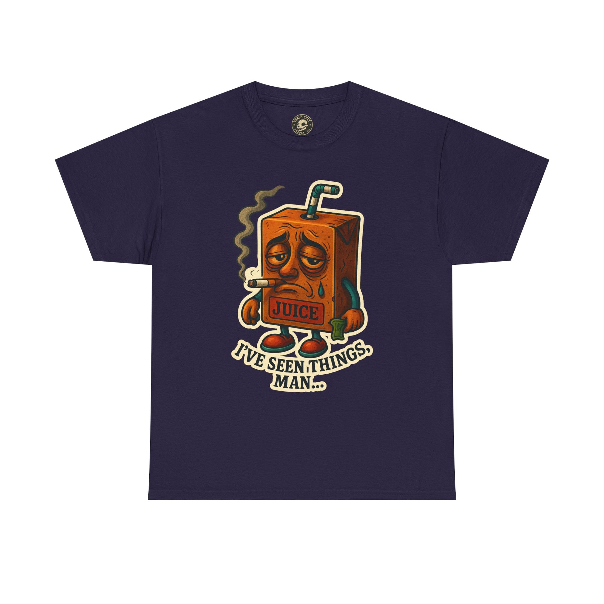 Juice Box Graphic Tee - I've Seen Things Man, Funny T-Shirt, Gift for Friends, Unisex Cotton Tee, Humor Merchandise