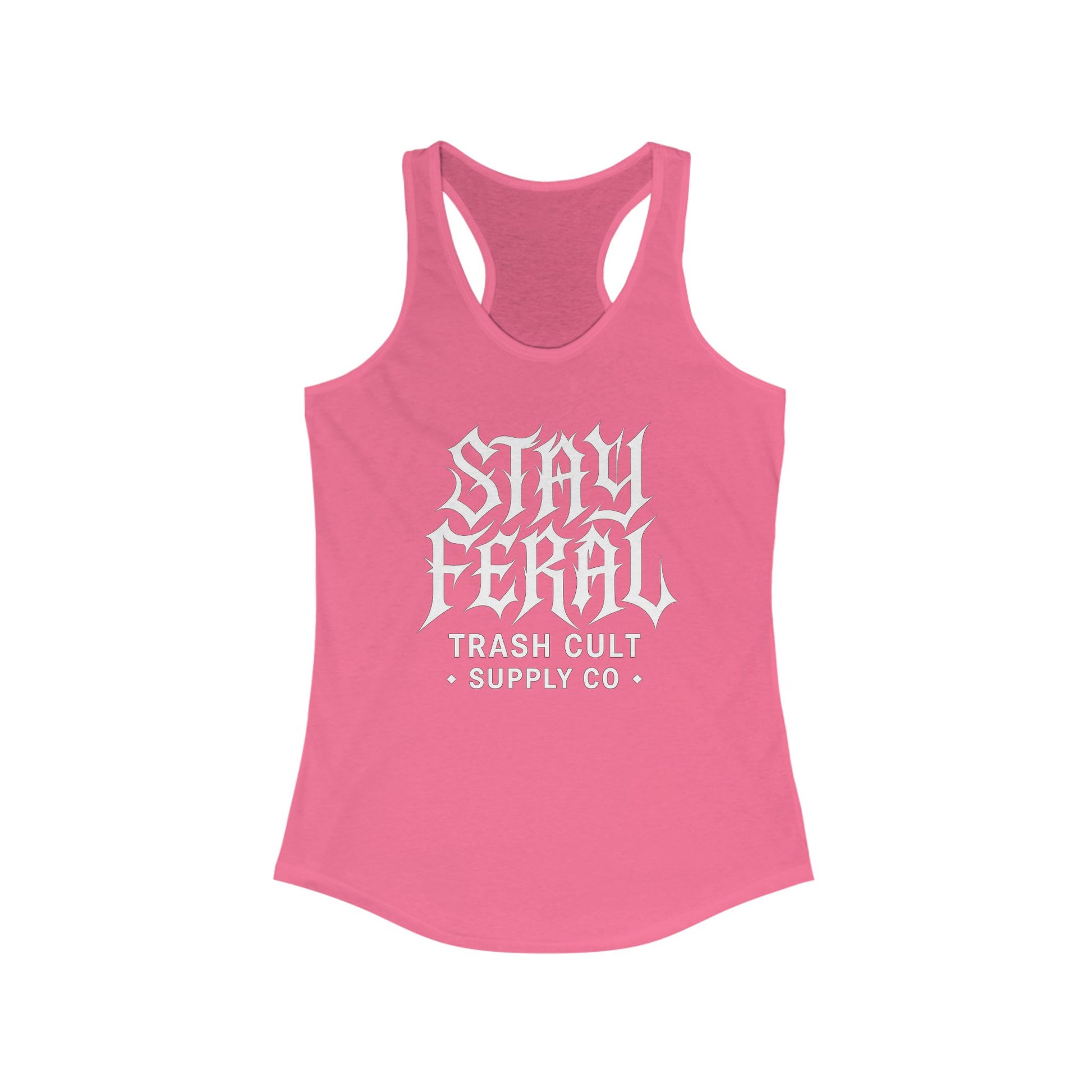 Stay Feral Women's Racerback Tank - Boho Gym Top, Sporty Workout Wear, Summer Essential, Eco-Friendly Activewear, Gift for Nature Lovers