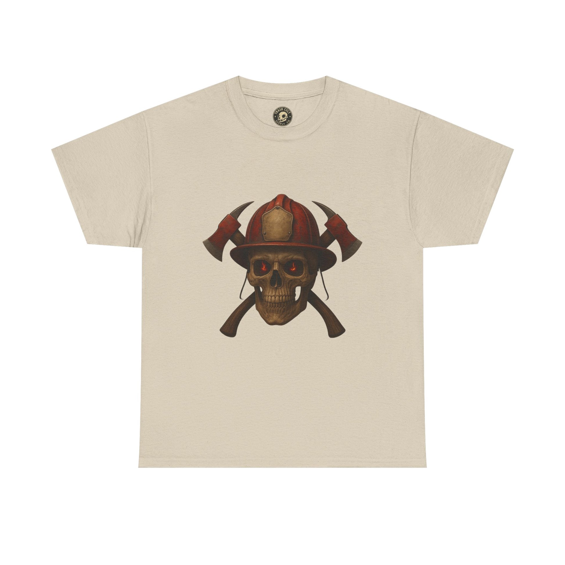 Skull Firefighter Tee, Unisex Heavy Cotton Shirt, Firefighter Gift, Halloween Costume T-Shirt, Unique Graphic Tee, Casual Wear