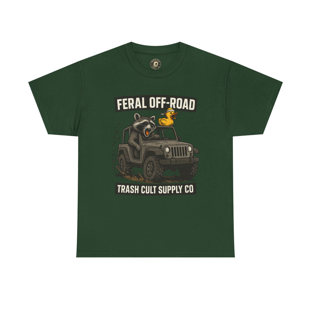 Feral Off-Road Raccoon Jeep Shirt – Mud Slinging Chaos | Trash Cult Supply Co | Gildan 5000 Tee
