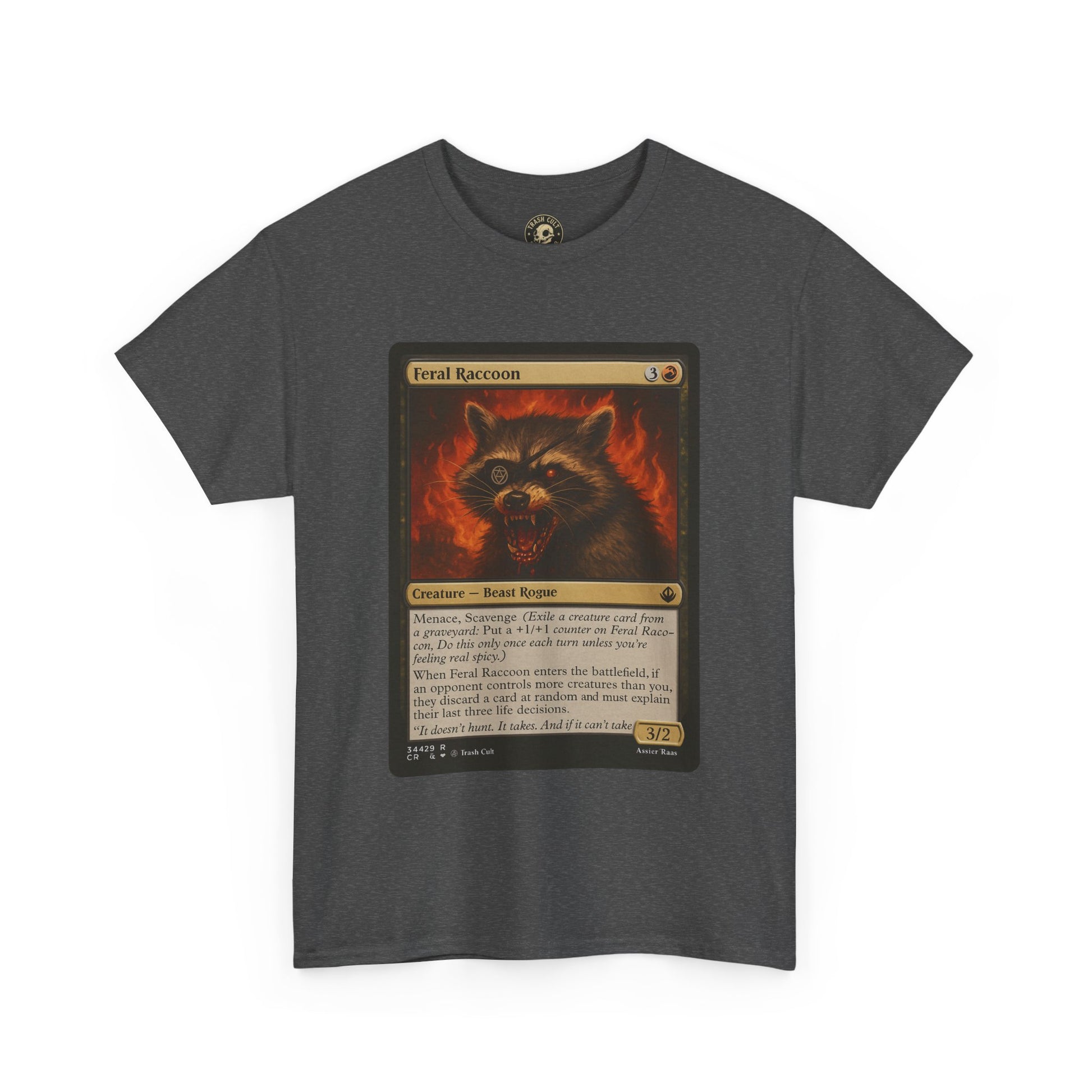 Feral Raccoon Magic Card Shirt – MTG-Inspired Beast Rogue Tee, Trash Cult Creature Card, Gildan 5000 Unisex T-Shirt