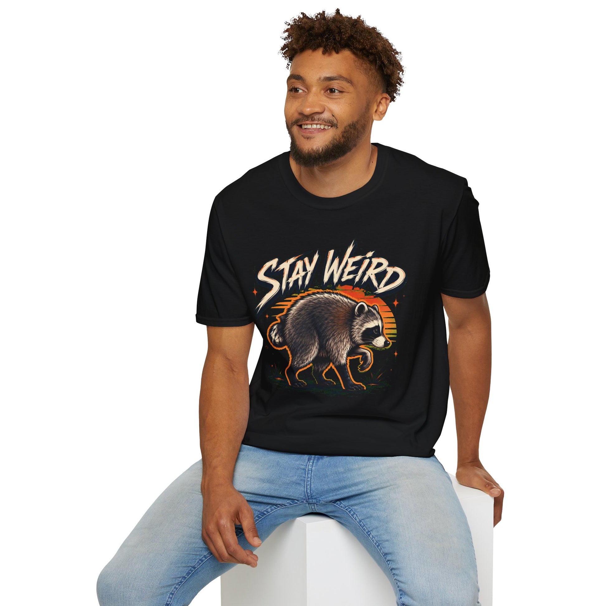 Stay Weird Raccoon Jimothy T-Shirt — Vintage Graphic Tee