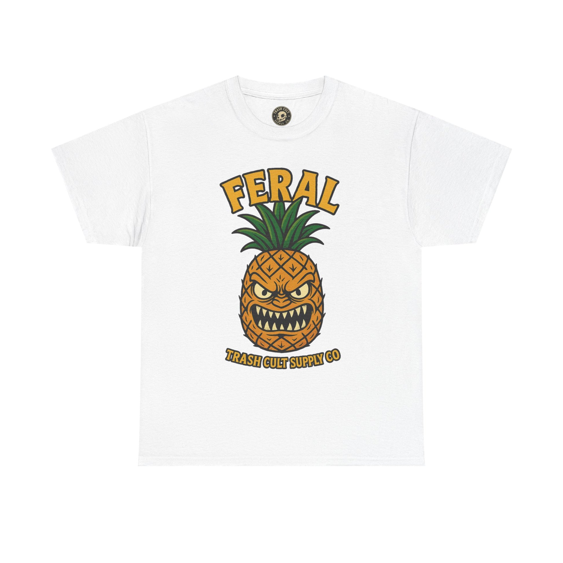 Feral Evil Pineapple Shirt – Aggressive Fruit Trashcore Tee – Gildan 5000 Unisex