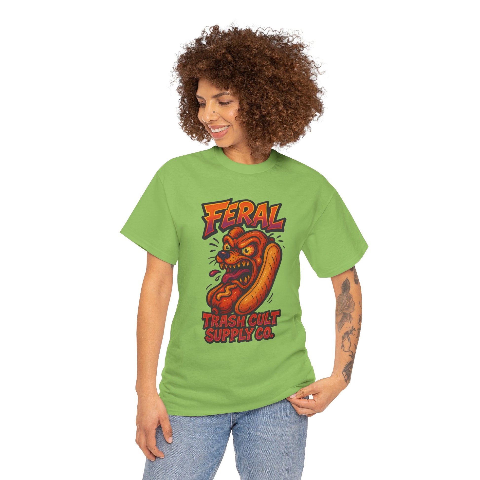 Feral Hot Dog Shirt – Bold Trashcore Art Tee | Trash Cult Supply Co | Gildan 5000 Unisex Fit