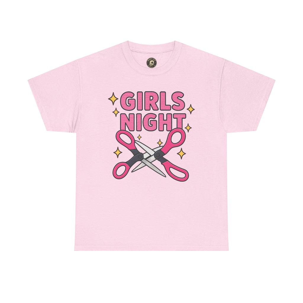 Funny Girls Night Shirt – Lesbian Humor Tee – Pink Scissors Graphic on Gildan 5000