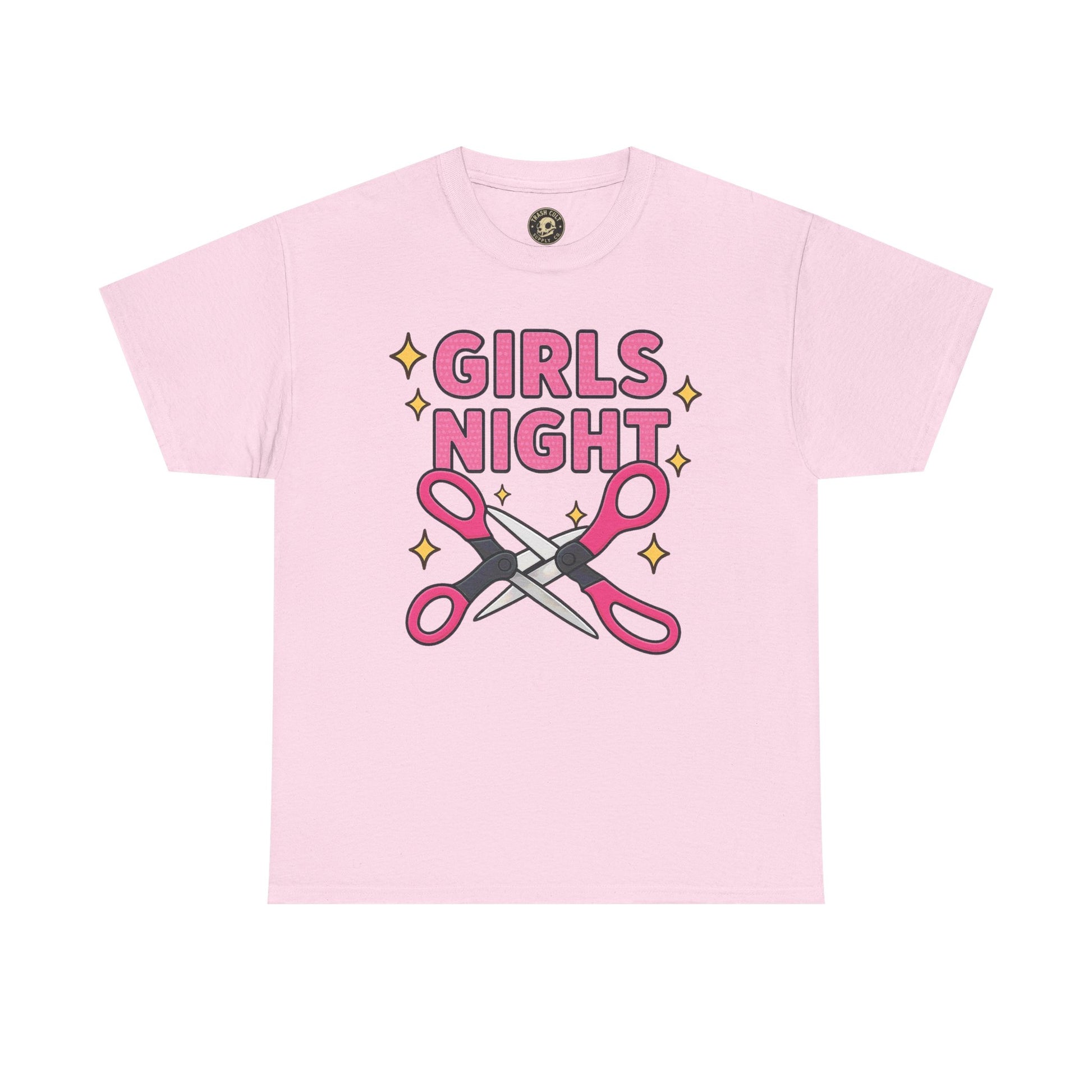 Funny Girls Night Shirt – Lesbian Humor Tee – Pink Scissors Graphic on Gildan 5000