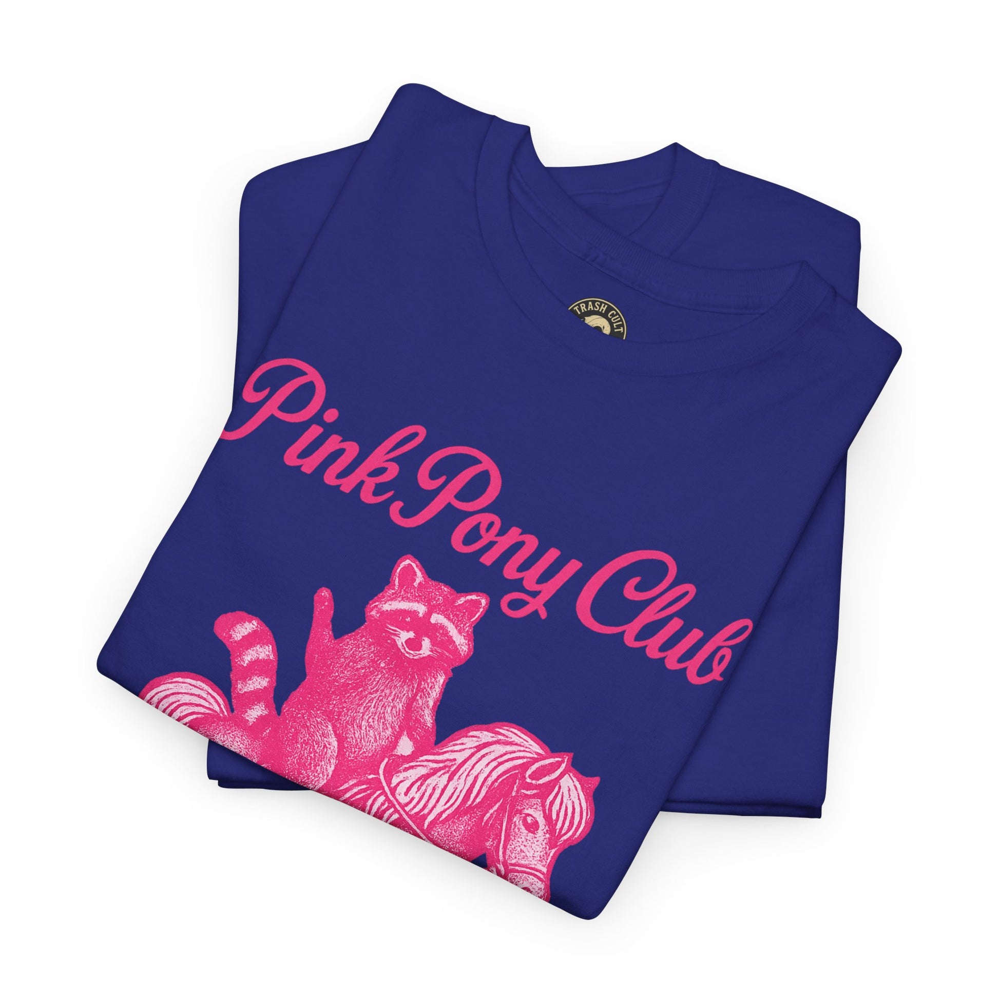 Pink Pony Club Raccoon Riding Pony Shirt – Vintage Hot Pink Halftone Tee by Trash Cult Supply Co