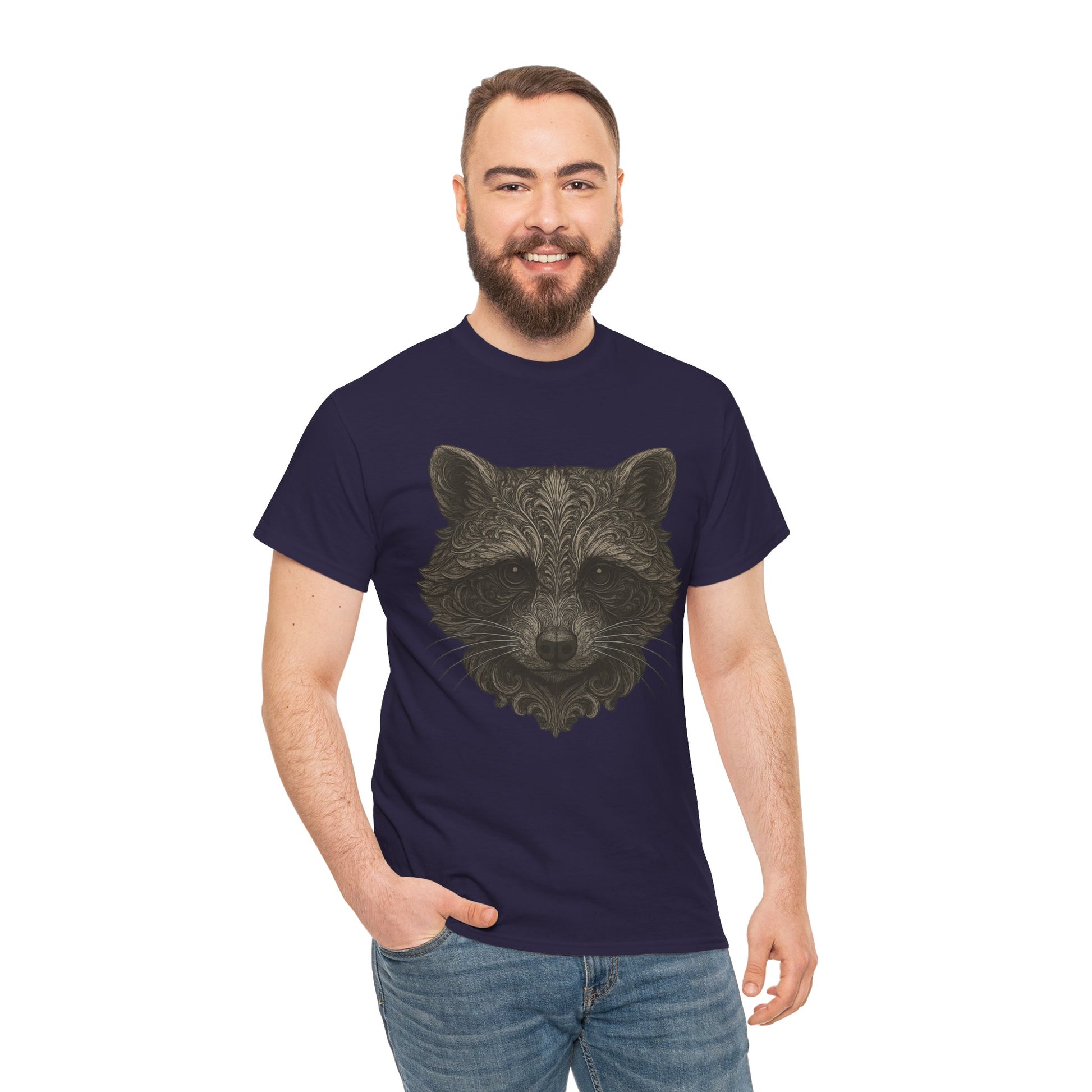 Ornate Raccoon Face Shirt – Intricate Woodland Animal Art Tee – Tattoo-Inspired Forest Aesthetic – Trash Cult Supply Co.