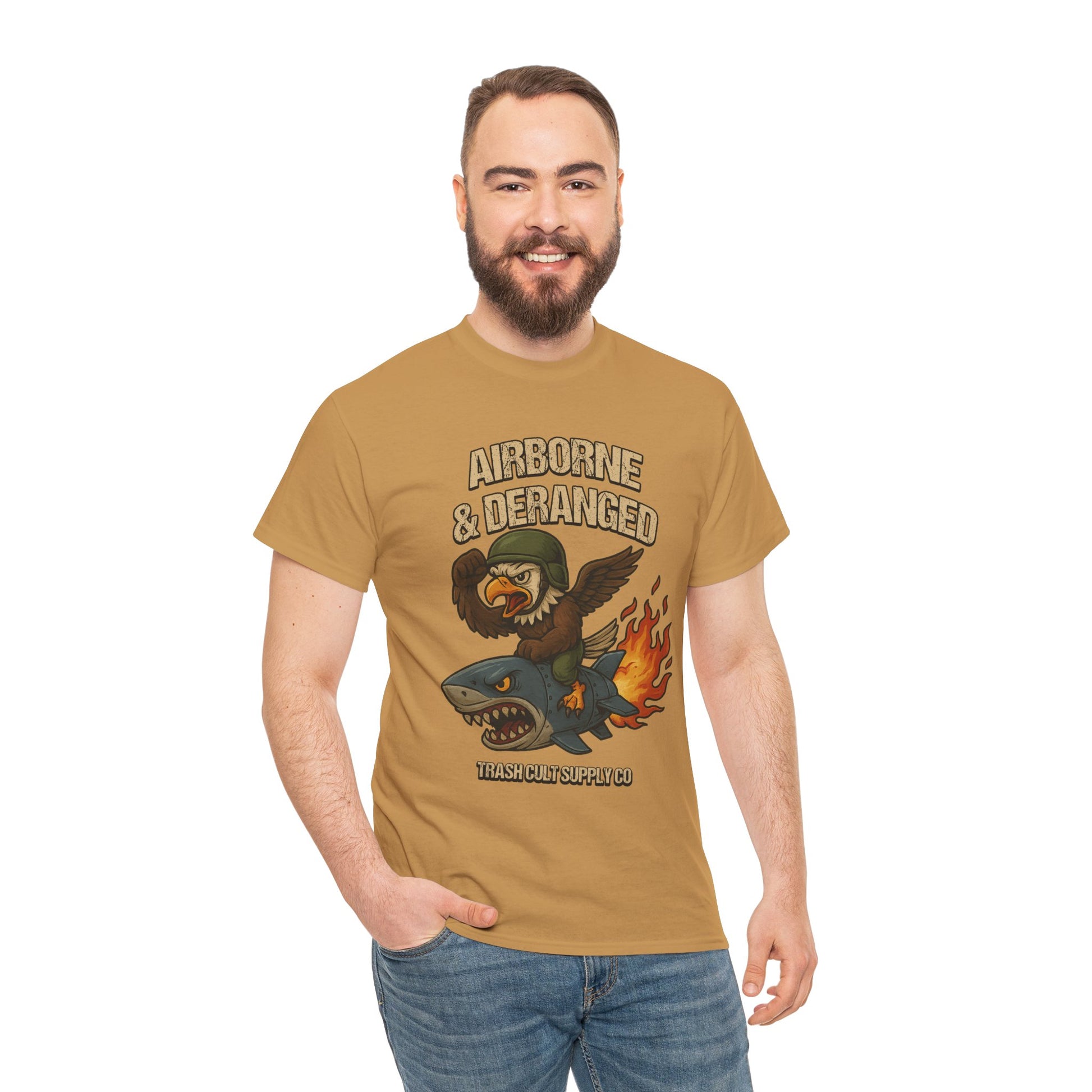 Airborne & Deranged T-Shirt – Trash Cult Supply Co. | Gildan 5000 Heavy Cotton Tee
