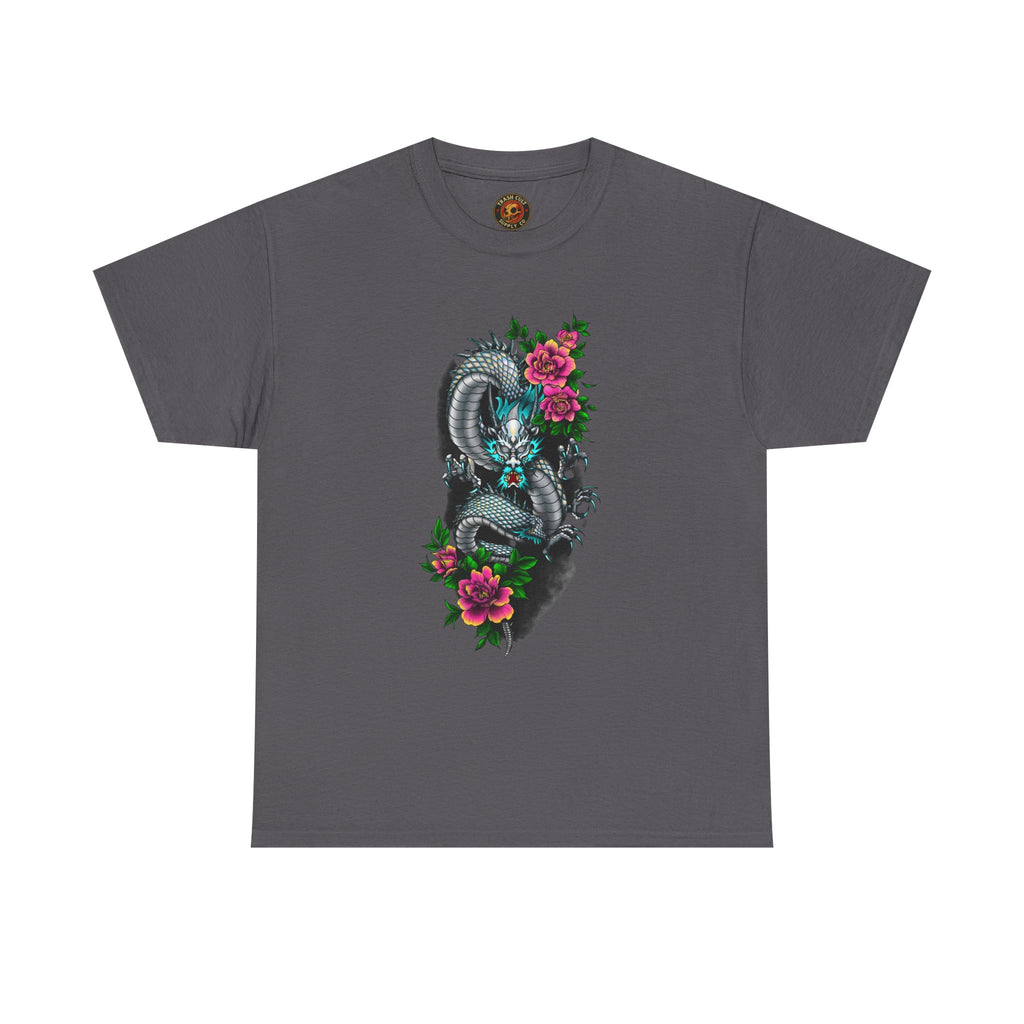 Mythic Dragon & Peonies Tattoo T-Shirt – Lara Davenport x Trash Cult Supply Co. Collab (Gildan 5000)