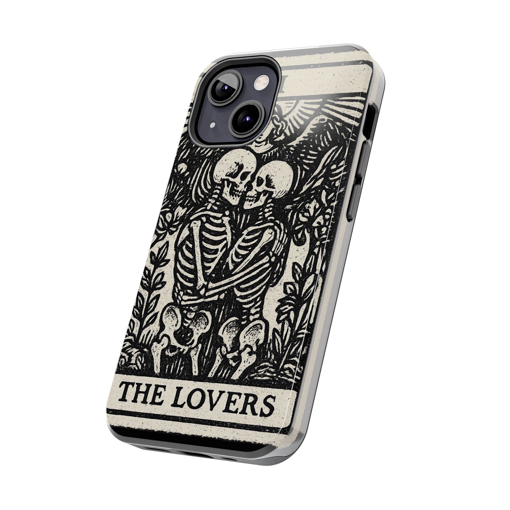 Tough Phone Case with Skeleton Lovers Design, Gothic Phone Cover, Unique Couples Gift, Halloween Accessory, Edgy Tech Design