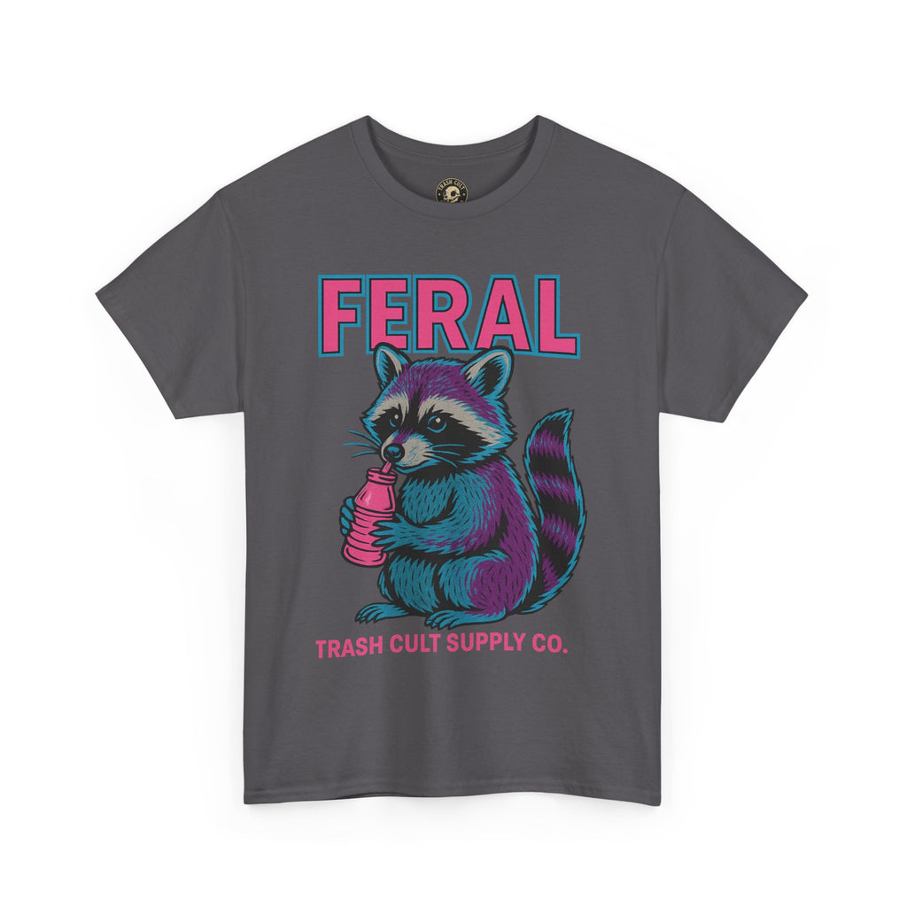 FERAL Raccoon 80s Retro Shirt – Trash Cult Supply Co. – Gildan 5000 Tee