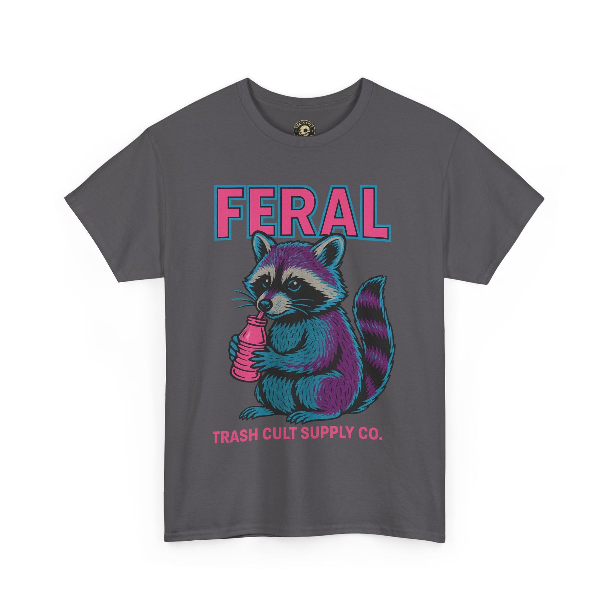 FERAL Raccoon 80s Retro Shirt – Trash Cult Supply Co. – Gildan 5000 Tee