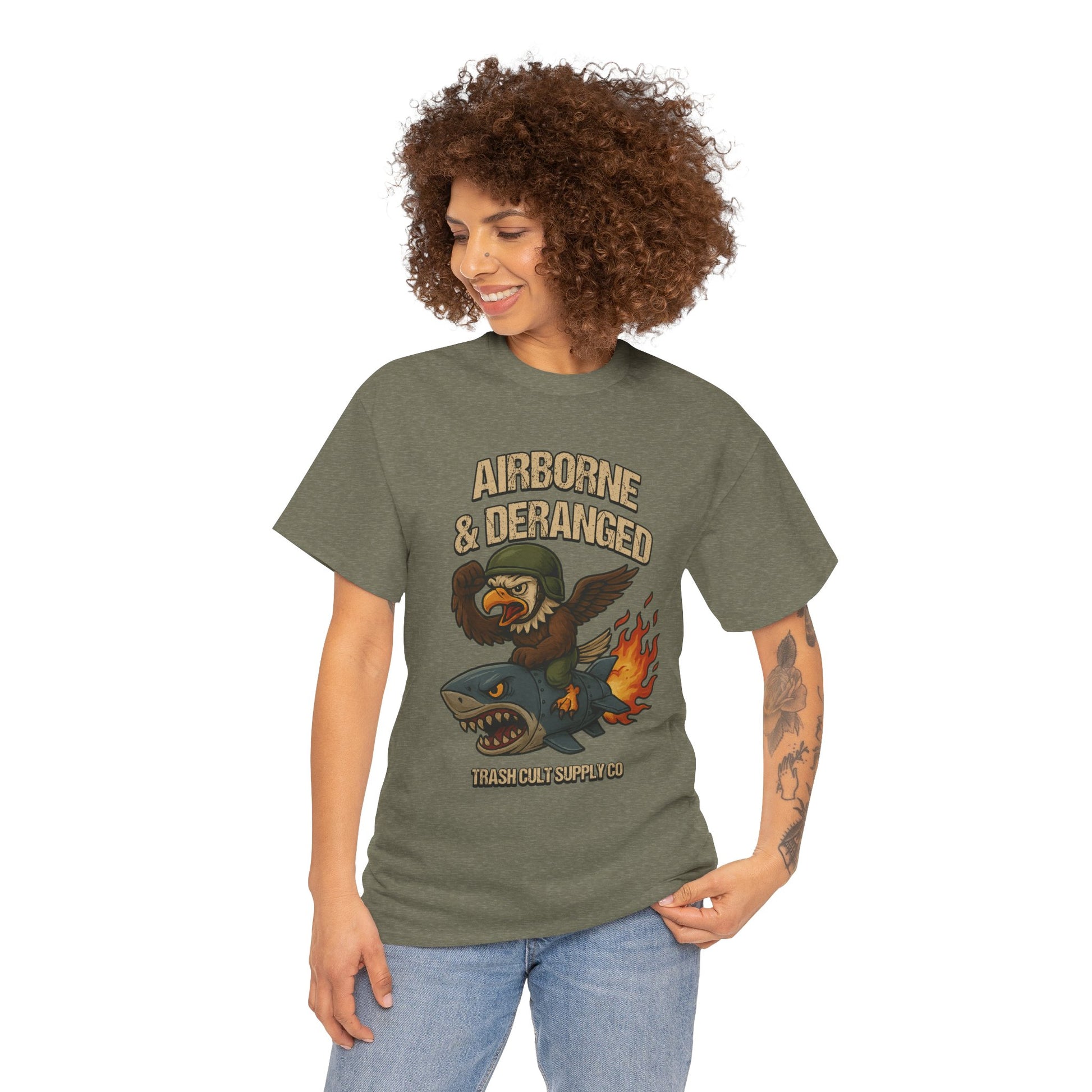 Airborne & Deranged T-Shirt – Trash Cult Supply Co. | Gildan 5000 Heavy Cotton Tee