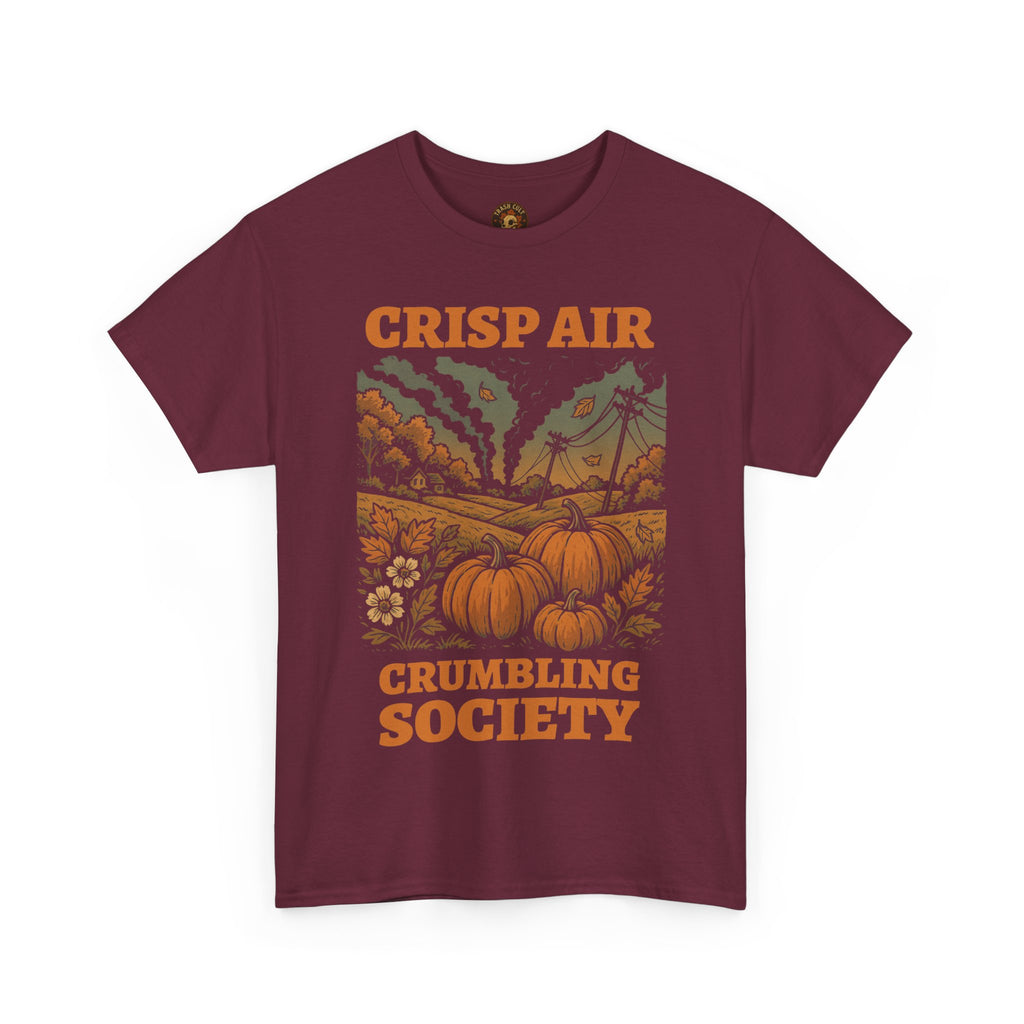 Crisp Air Crumbling Society Shirt – Dystopian Fall Pumpkin Tee – Fall of Humanity Collection – Trash Cult Supply Co.