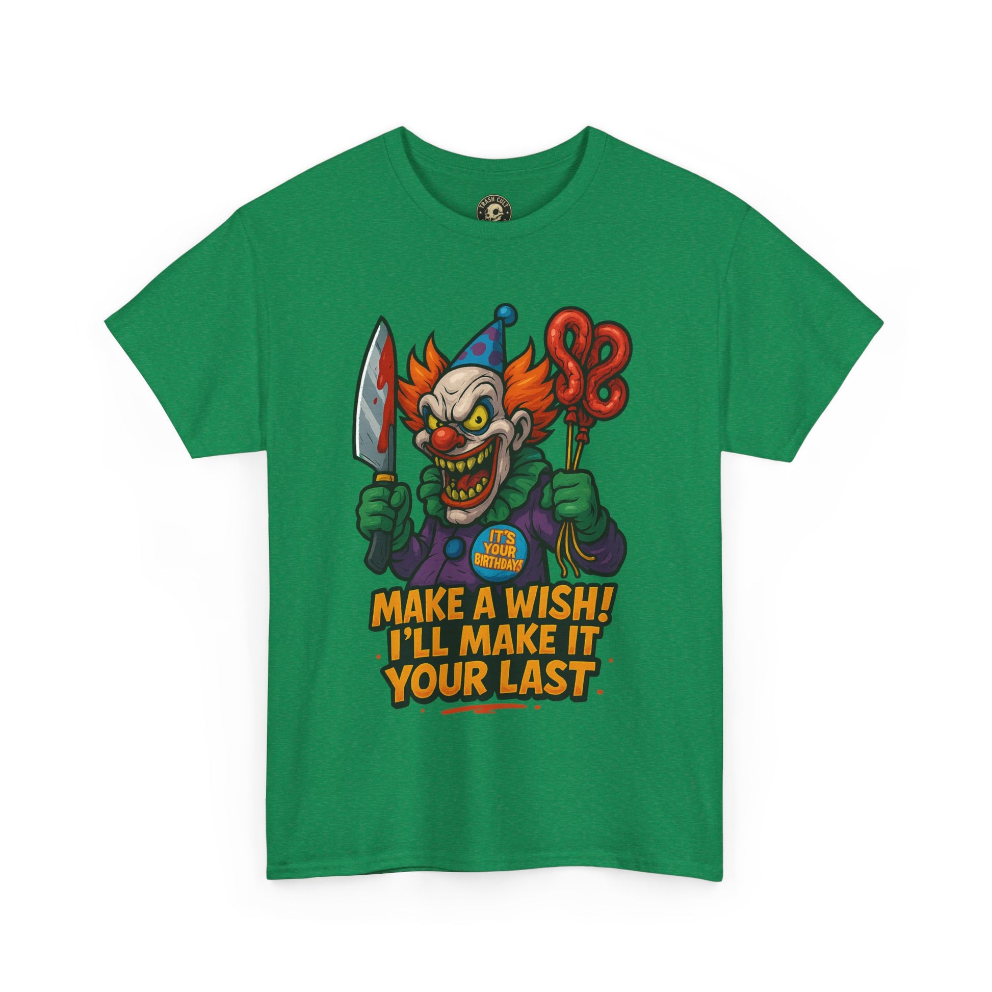 Creepy Clown Tee - Halloween Costume Shirt, Unisex Heavy Cotton Tee, Spooky Graphic Tee, Gag Gift, Horror Fan Apparel