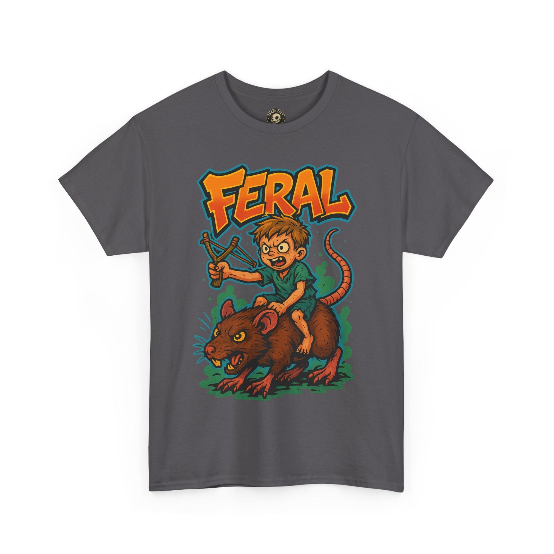 FERAL Graffiti Rat Rider T-Shirt – Bold New School Streetwear | Gildan 5000 Chaos Graphic Tee