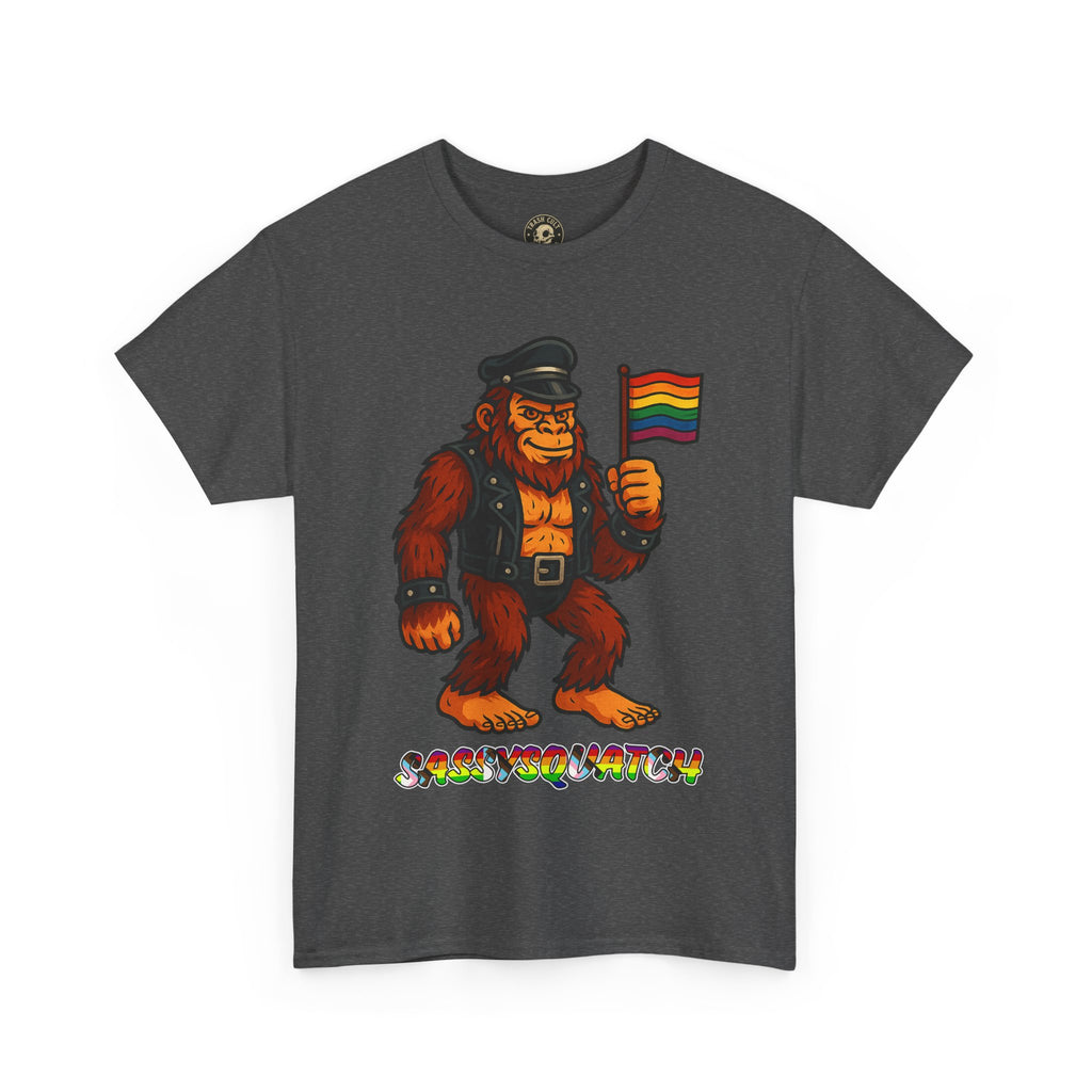 Sassysquatch Graphic Tee – Funny Bigfoot Pride Shirt – LGBTQ Leather Bear T-Shirt – Gildan 5000 Unisex Cotton Tee