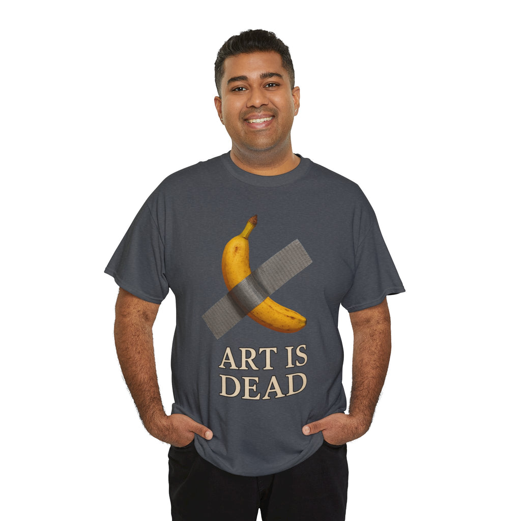 “ART IS DEAD” Banana Duct Tape Meme Tee – Satirical Art Parody Shirt by Trash Cult Supply Co.