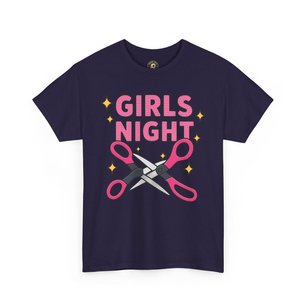 Funny Girls Night Shirt – Lesbian Humor Tee – Pink Scissors Graphic on Gildan 5000