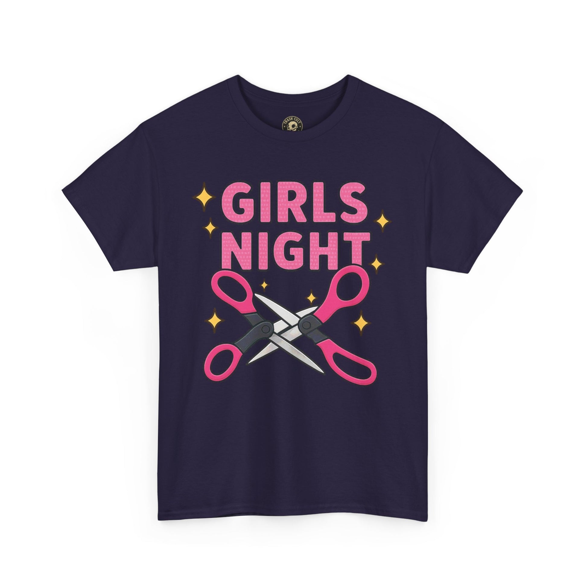 Funny Girls Night Shirt – Lesbian Humor Tee – Pink Scissors Graphic on Gildan 5000