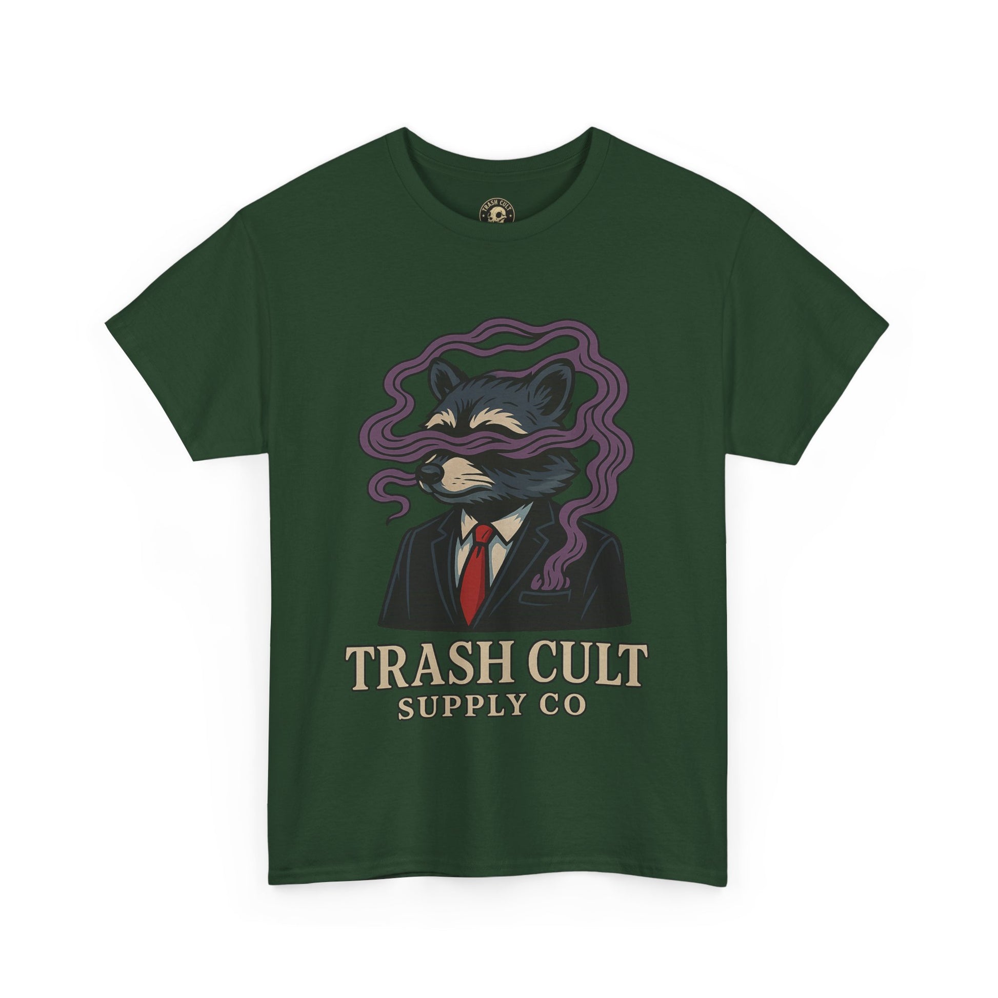 Suited Raccoon Smoke Design – Trash Cult Supply Co | Bold Graffiti Tattoo Tee