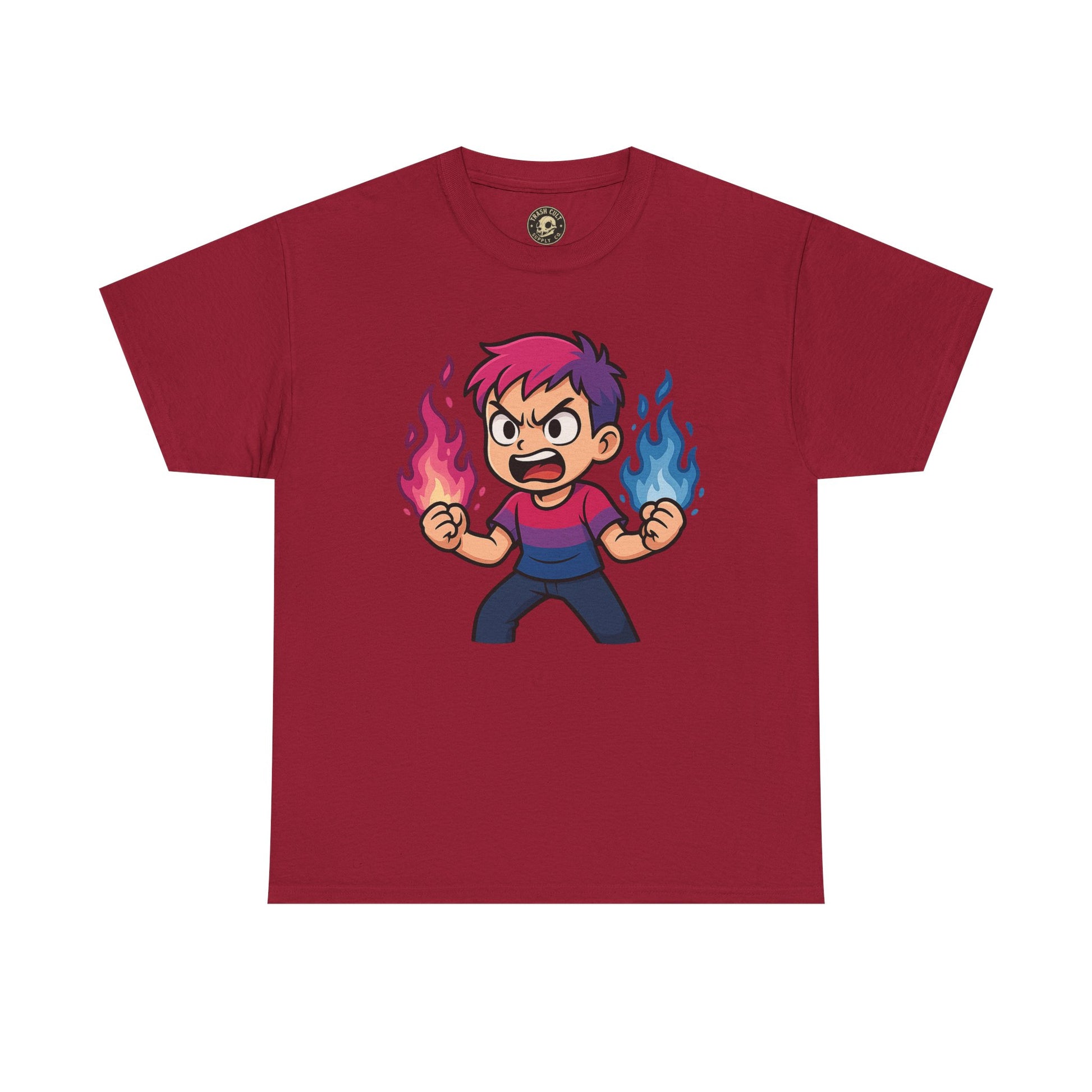 Bi-Furious Cartoon Pride Tee – Unisex Heavy Cotton Shirt for Gamers, Comic Fans & LGBTQ+ Allies