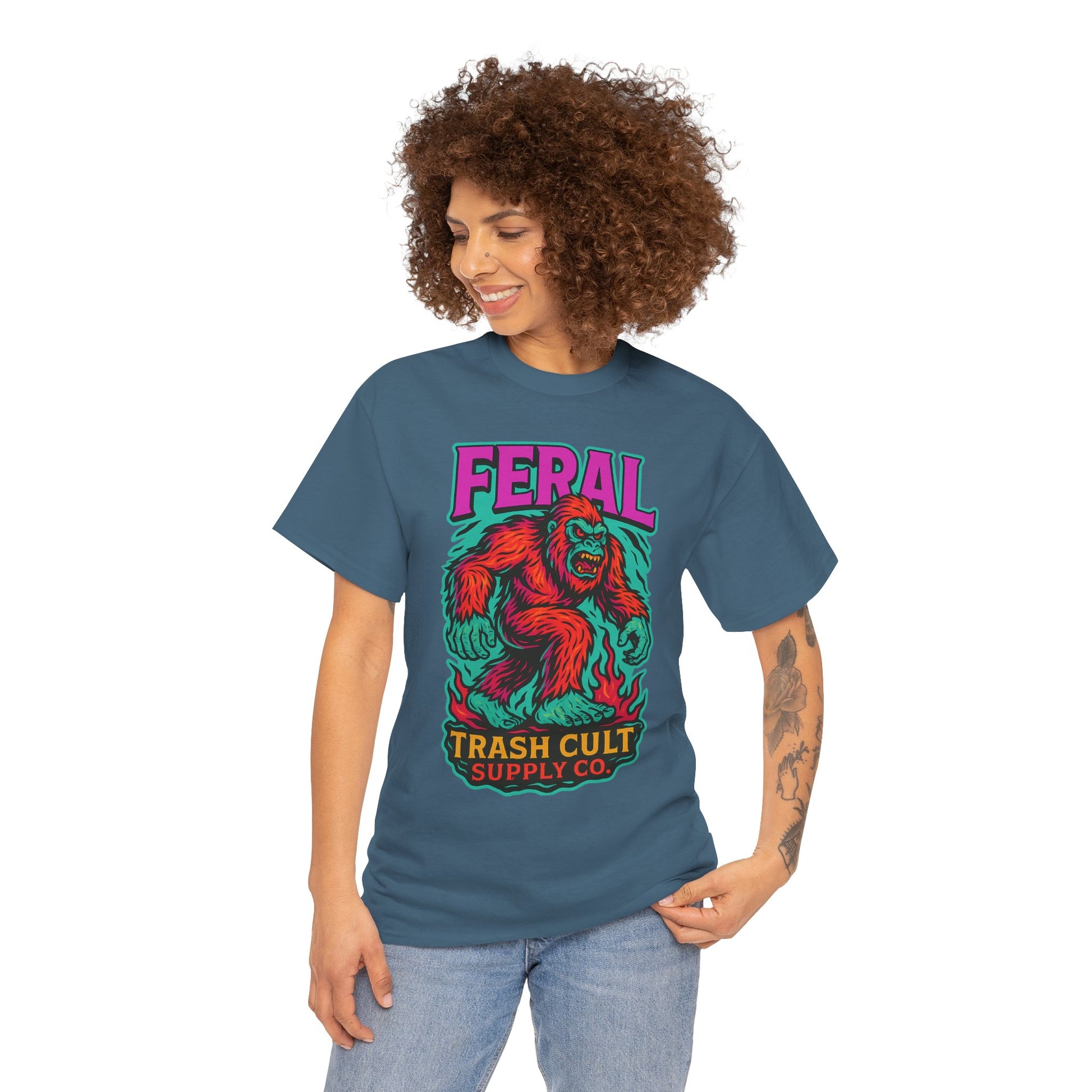 FERAL Bigfoot Shirt – Trashcore Bold Colors | Trash Cult Supply Co | Gildan 5000 Tee