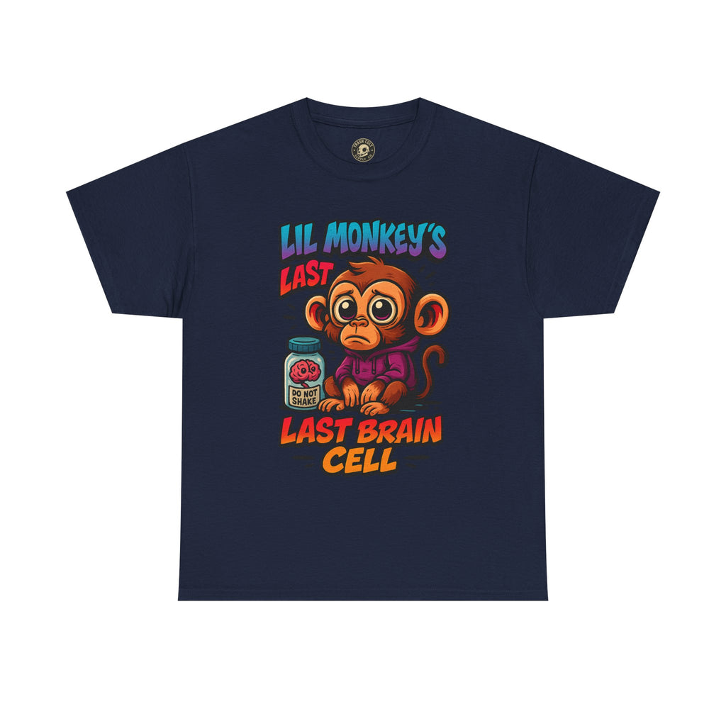 Lil Monkey’s Last Brain Cell Tee – Funny ADHD Cartoon Shirt – Gildan Heavy Cotton